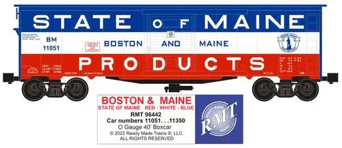 96442 O Boxcar B&M Red, White & Blue