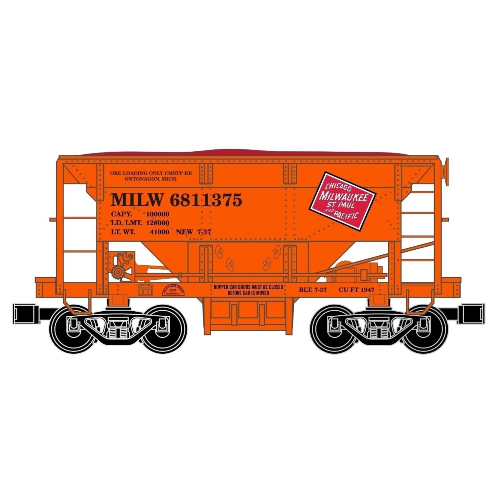 Ready Made Trains 9671621 O Ore Car Milwaukee Rd