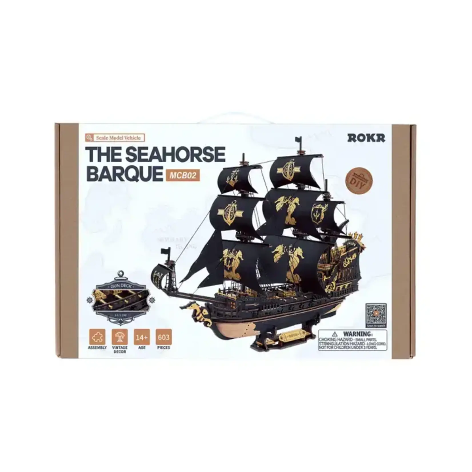 Hands Craft Seahorse Barque Wooden Ship Puzzle