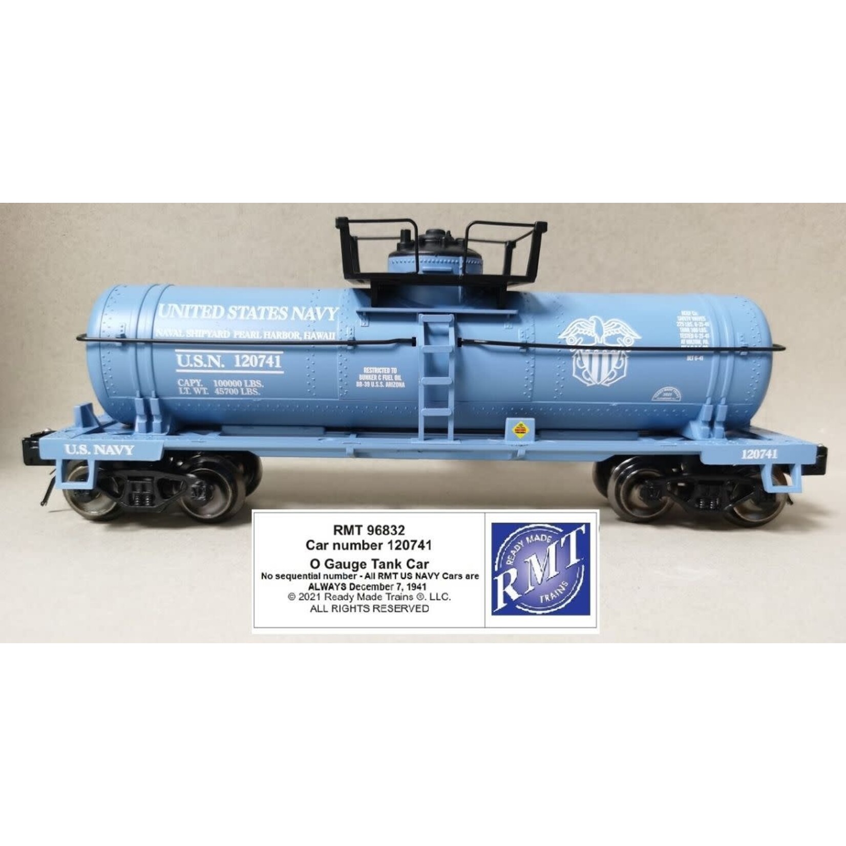Ready Made Trains 96832 O Single Dome Tank Car US Navy