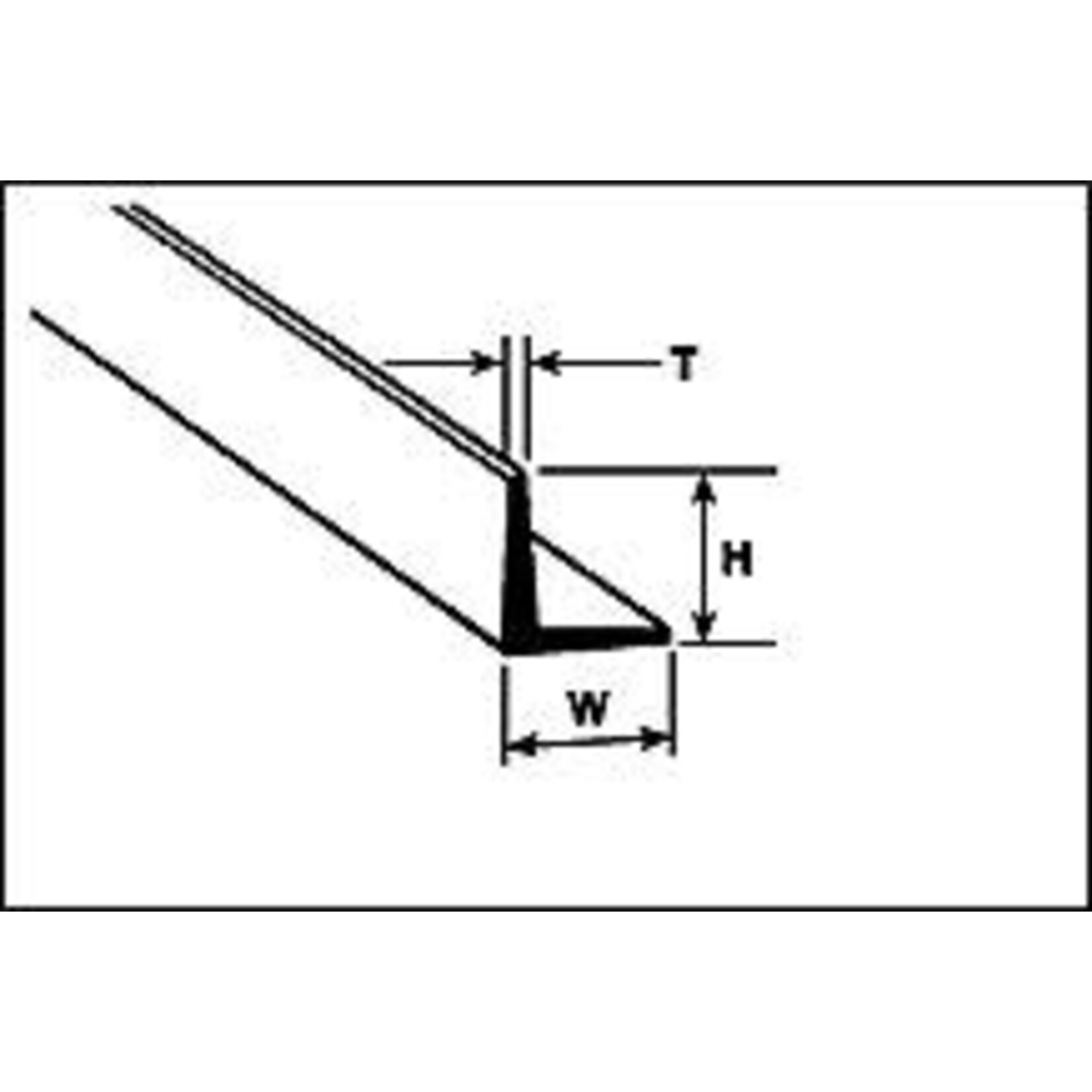 Plastruct 90508 3/8" Polystyrene Angle (.375" or 9.5mm) 24" Length (4 per pack)