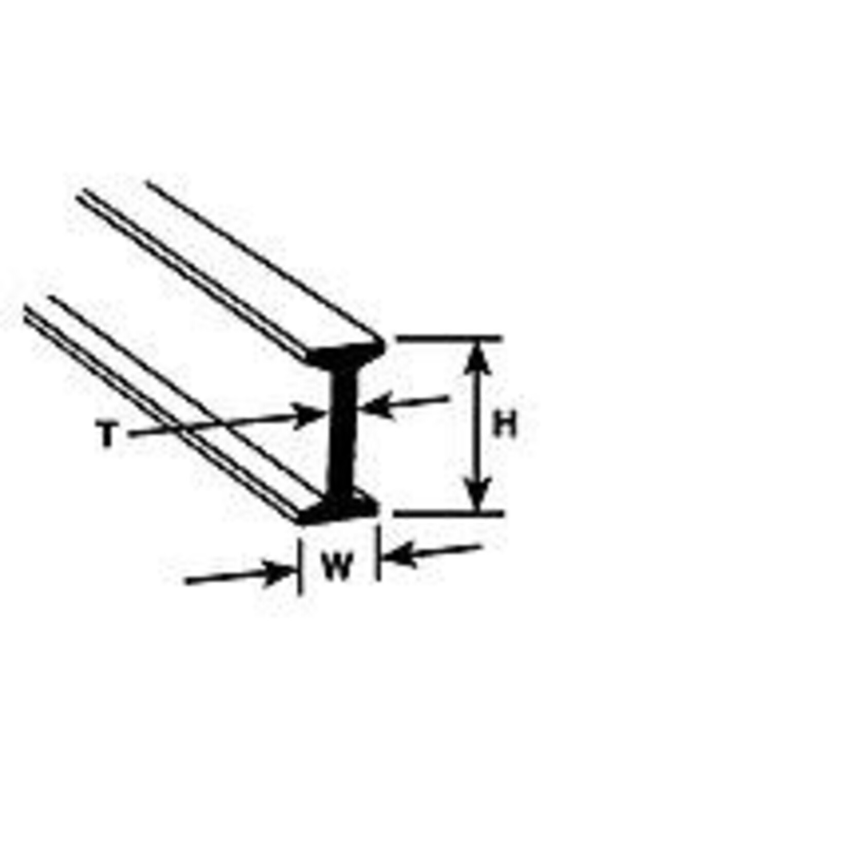 Plastruct 90517 5/16"Polystyrene I-Beam (.313" or 7.9mm) 24" length (4 per pack)