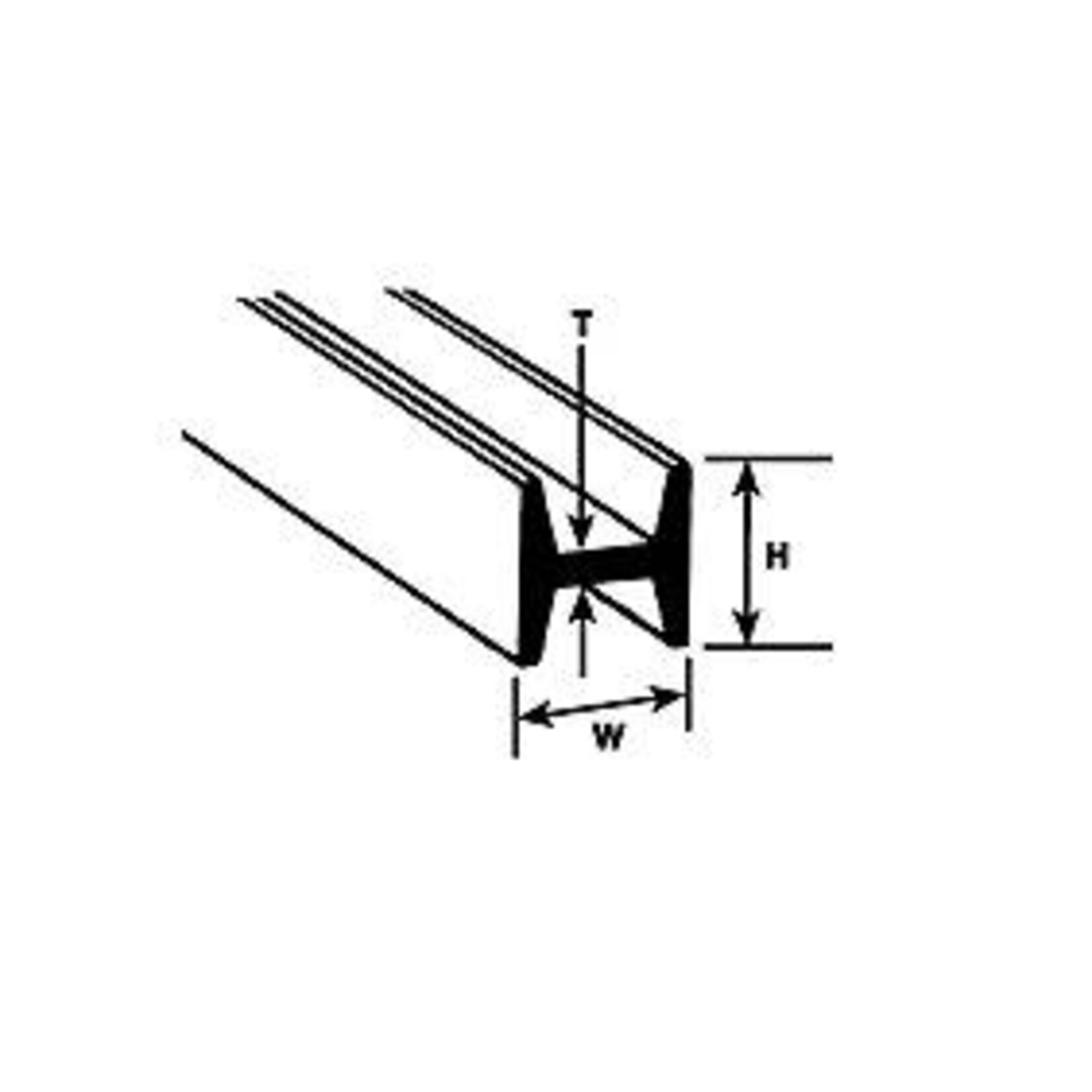 Plastruct 90544 5/32" Polystyrene H-Column (.156" or 4.0mm) 15" length (6 per pack)