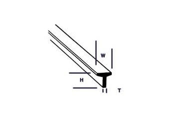 90562 1/16" Polystyrene Tee (.062" or 1.6mm) 10" Length (10 per pack)