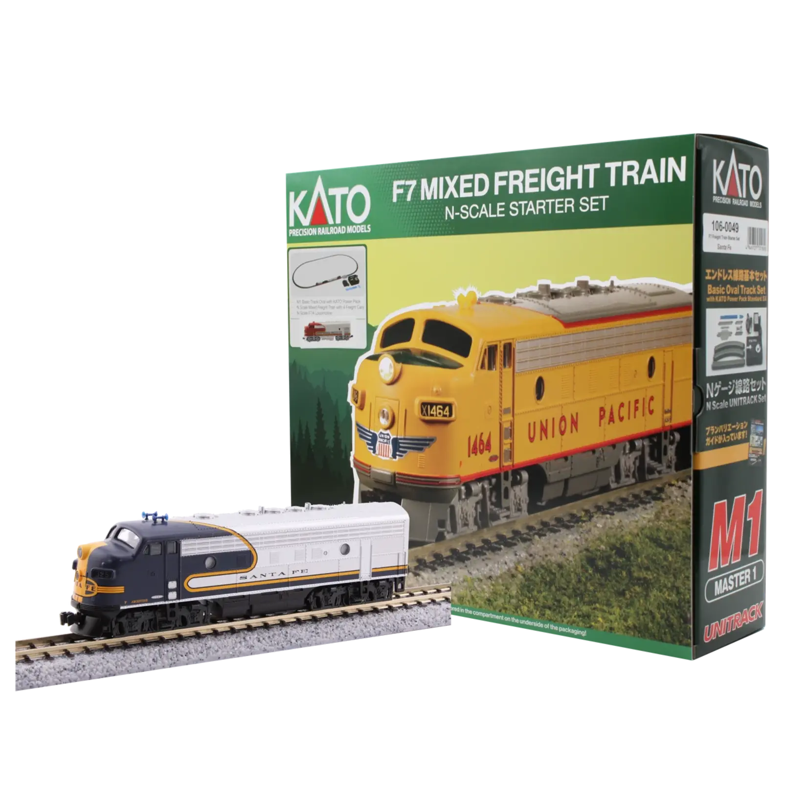 Kato 1060051 N F7 Freight Train Starter Set Sante Fe