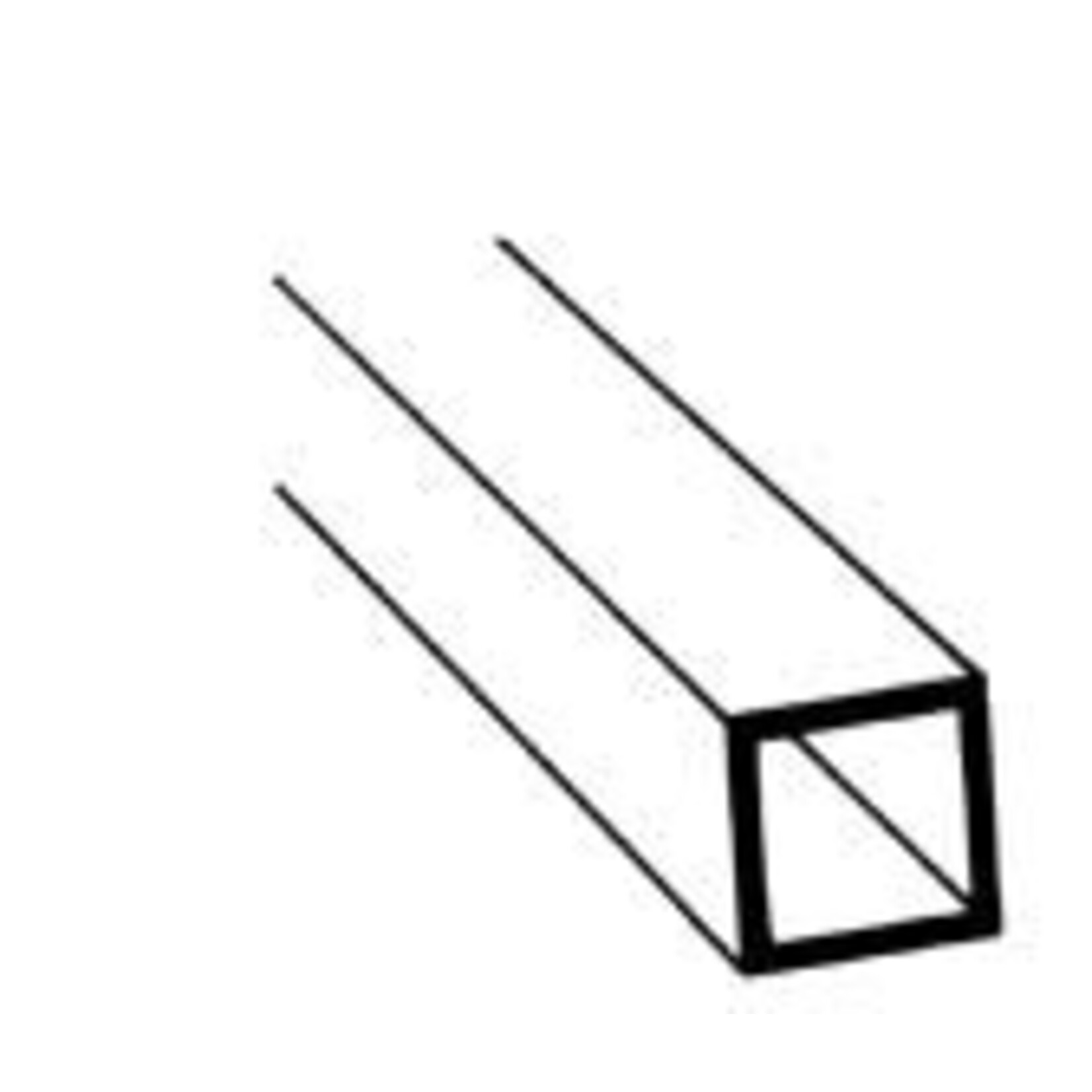 Plastruct 90625 3/8" Polystyrene Square Tubing 15" length (4 per pack)