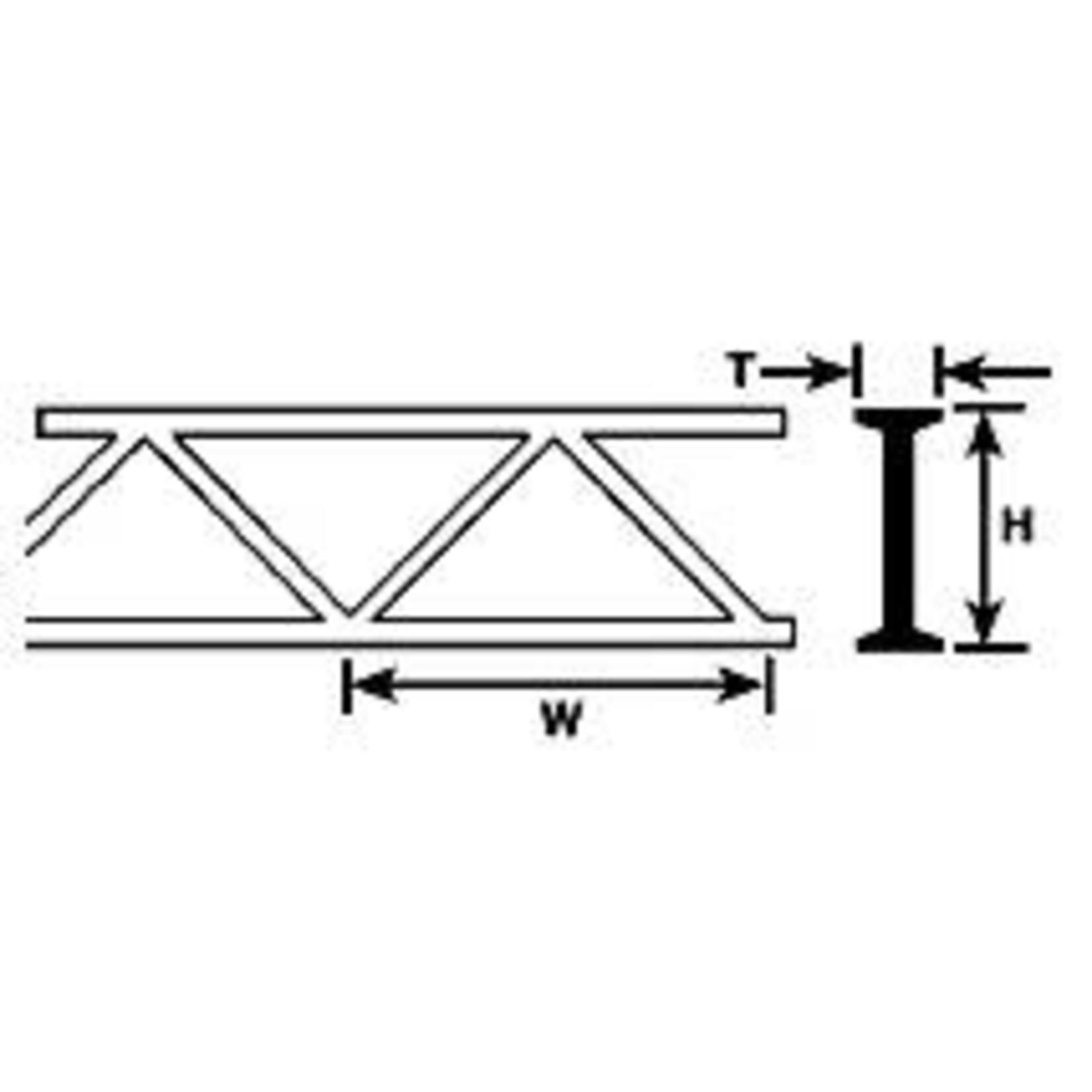 Plastruct 90651 1/8' Styrene Warren Style 1 Open Web Truss 6" (2 per pack)