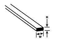 90717 .010" x 5/32" Polystyrene Rectangular Strip 10" Length (10 per pack)