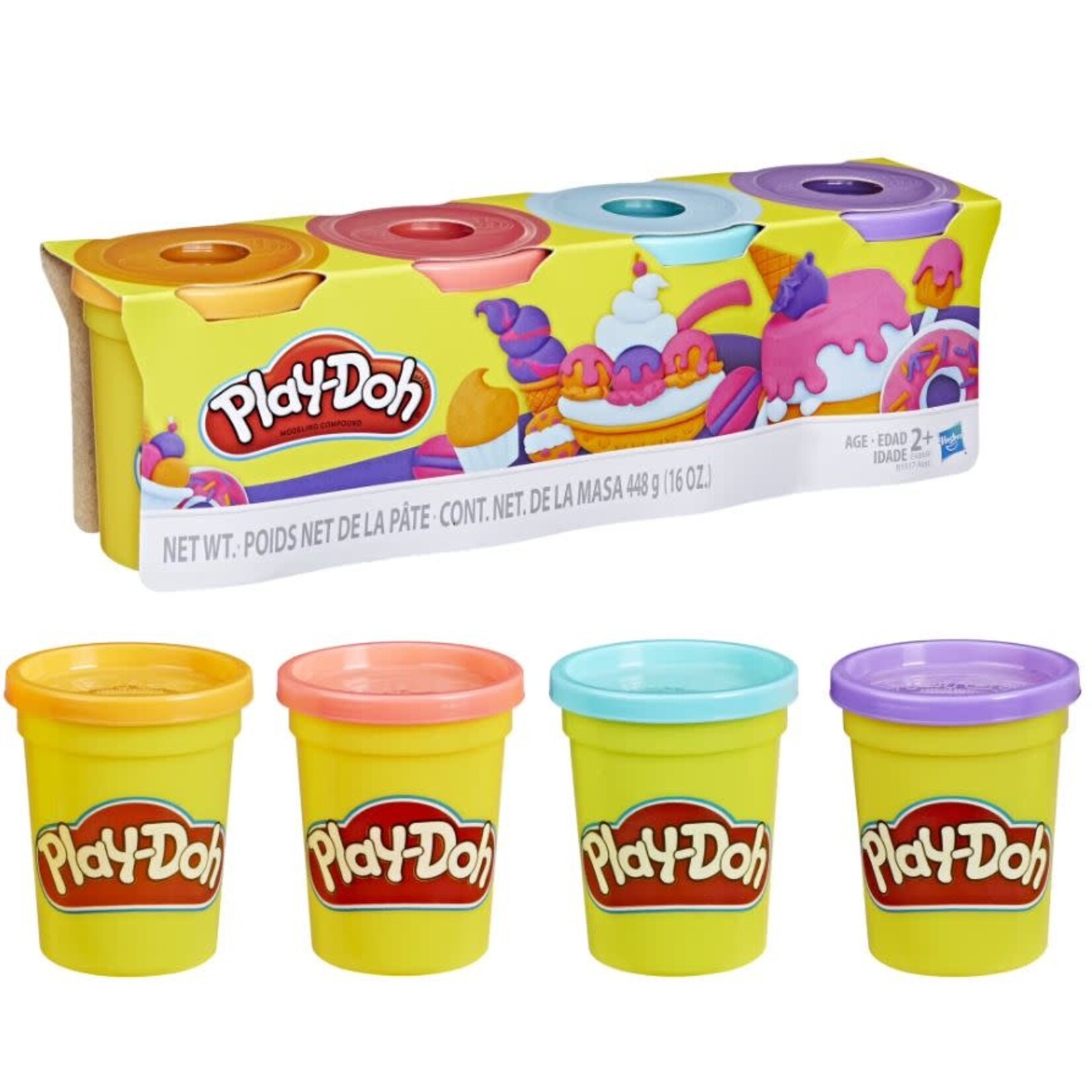 Play-Doh 4869 Playdoh 4 Pack of 4oz Sweet Colors - Blue, Pink, Orange, Purple