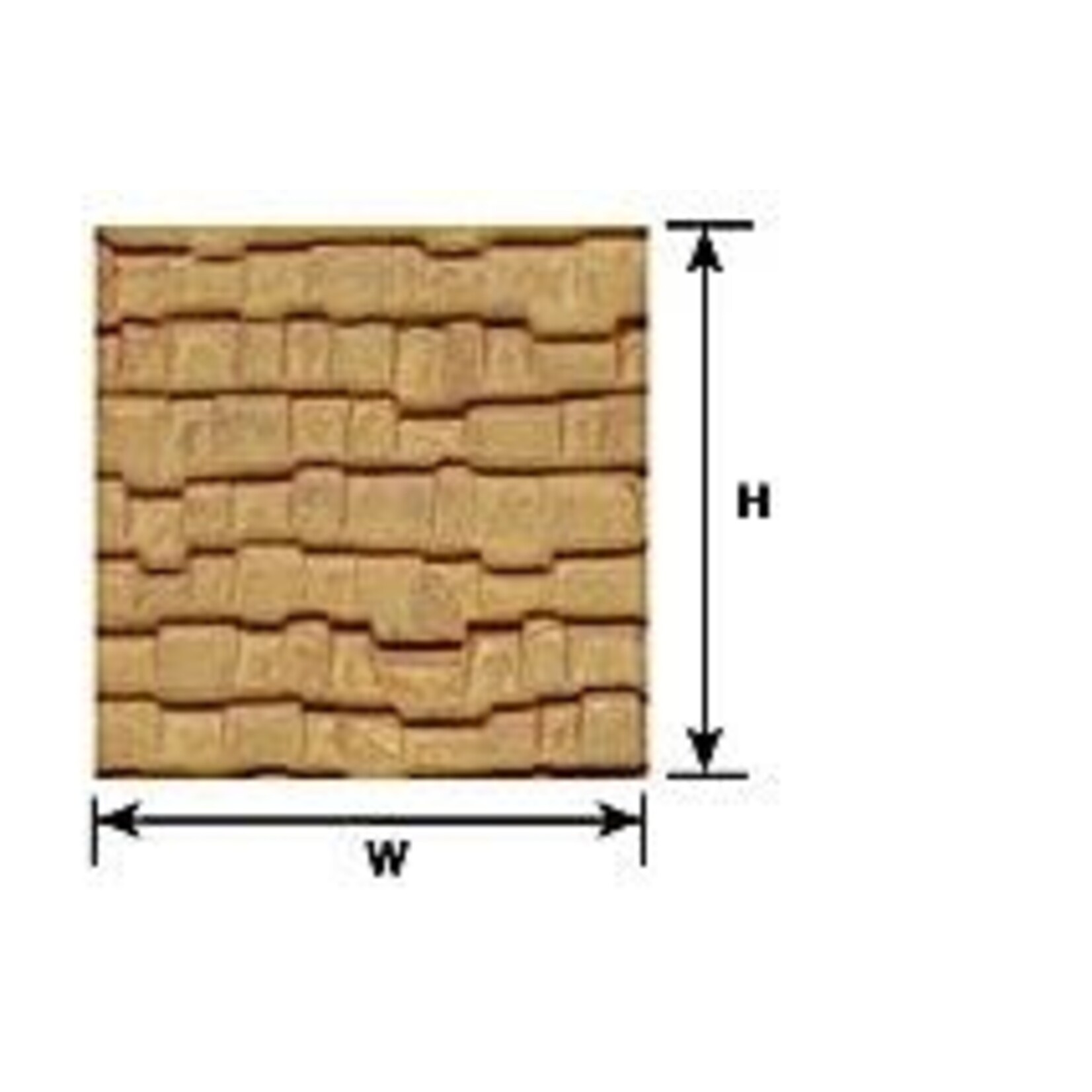 Plastruct 91655 1:48 O gauge Beige Wood Shake Shingle Sheet 12" x 7" (2 per pack)