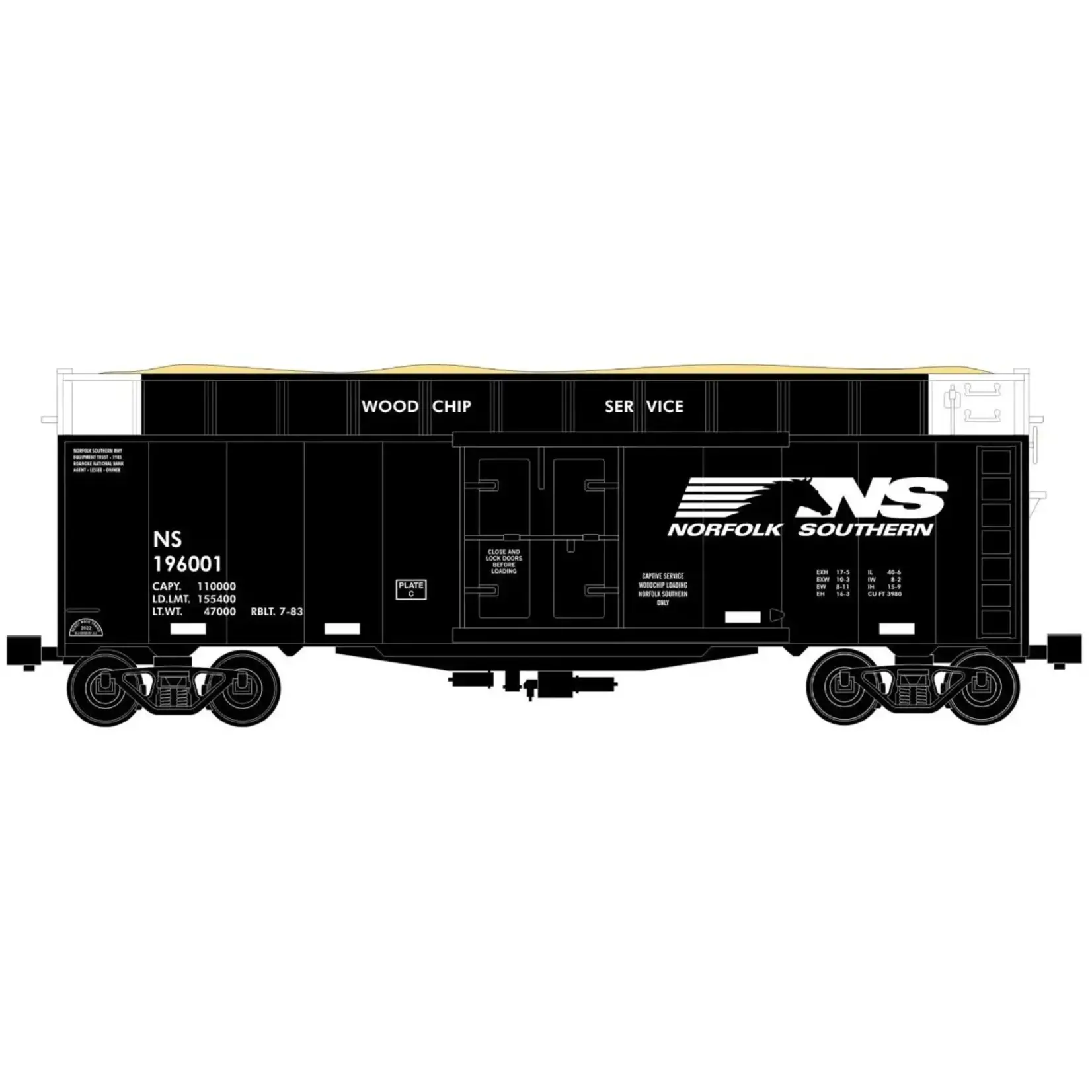 Ready Made Trains 86447 O Woodchip Car Norfolk Southern