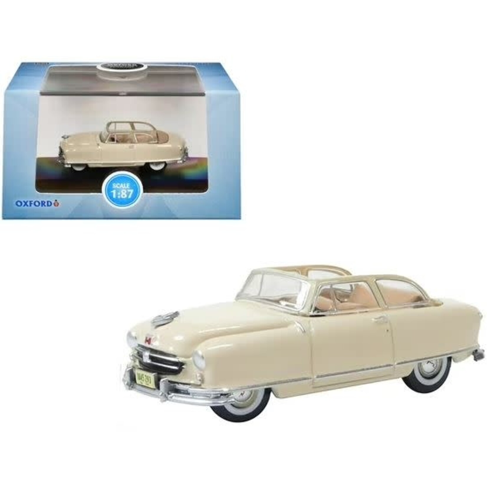 Oxford Diecast 87NR50002 HO Nash Rambler Custom Landau Convertible - Champagne Ivory (Open)