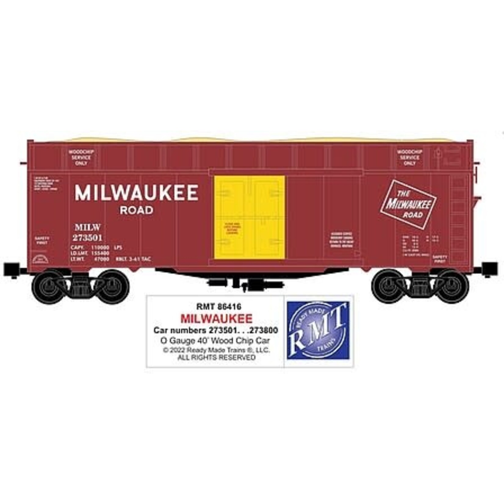 Ready Made Trains 86416 O Woodchip Car Milwaukee Road