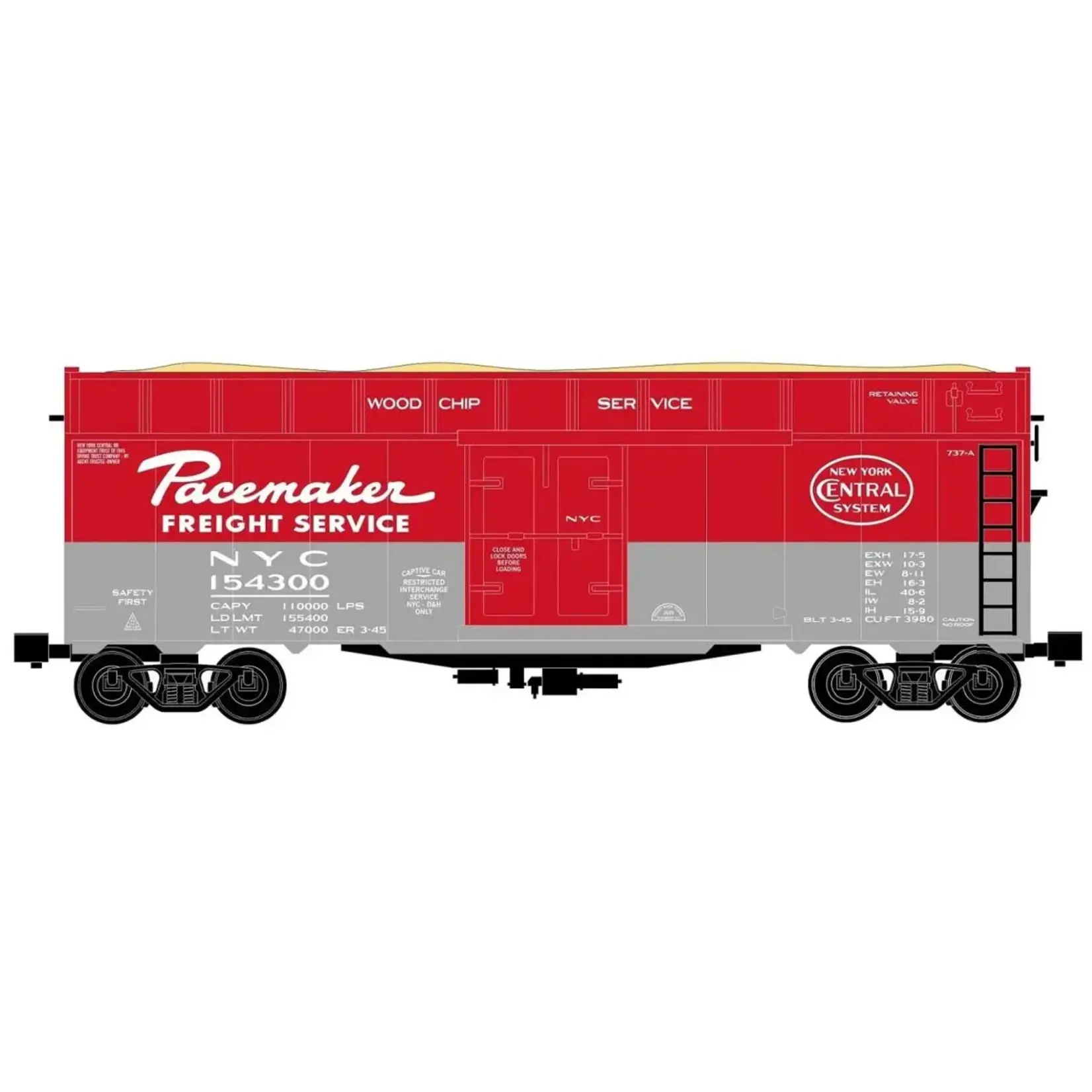 Ready Made Trains 86421 O Woodchip Car NYC Pacemaker