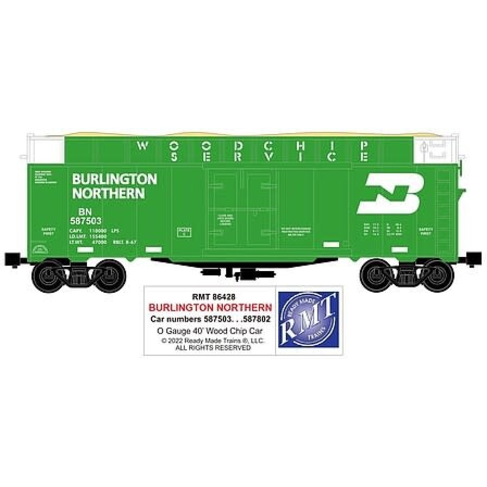 Ready Made Trains 86428 O Woodchip Car BN