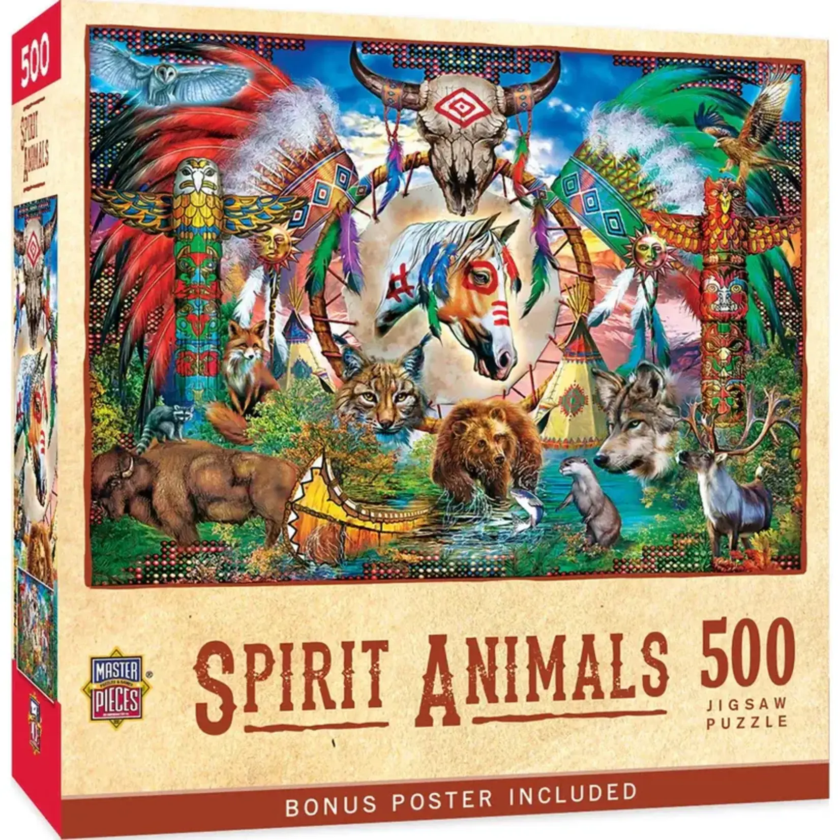MasterPieces 32554 Tribal Spirit - Spirit Animals 500pc Puzzle