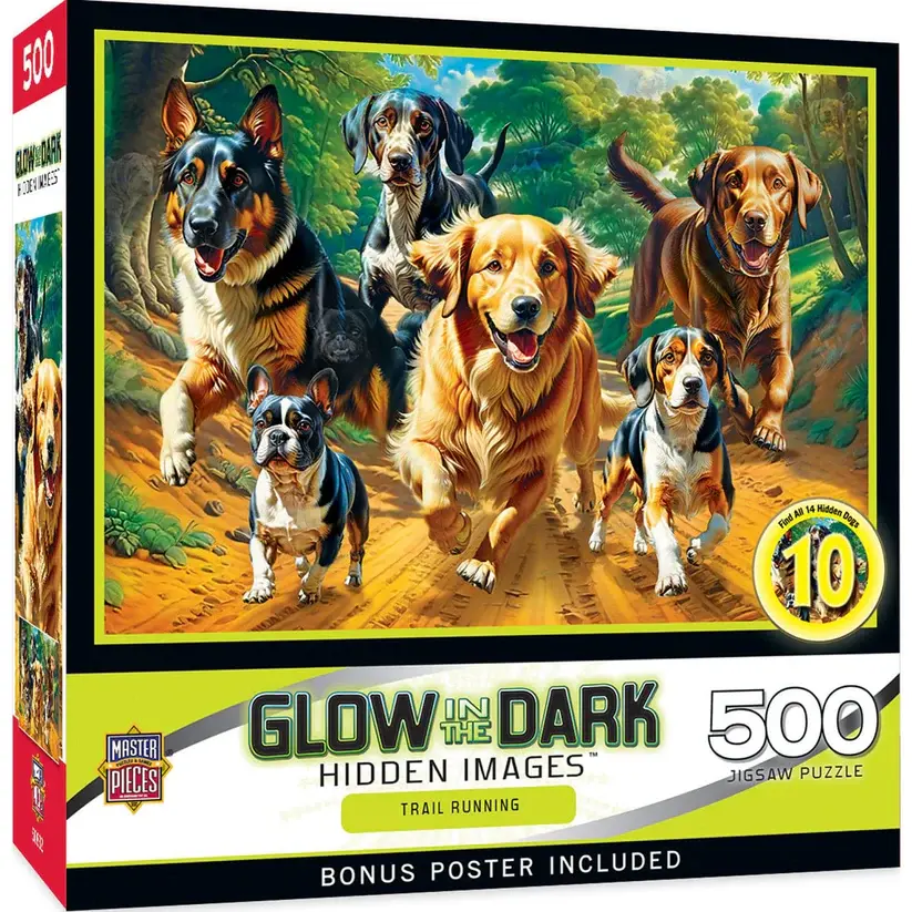 32524 Hidden Images Glow in the Dark - Trail Running 500pc Puzzle