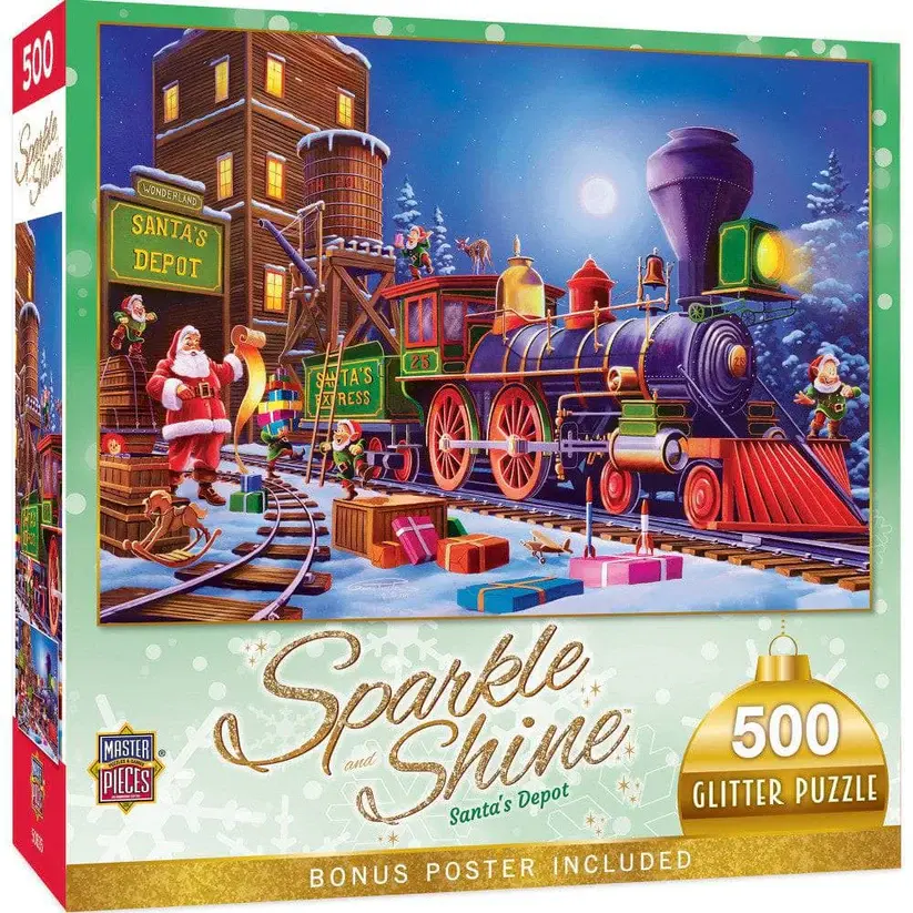 32578 Holiday - Santa's Depot 500pc Glitter Puzzle