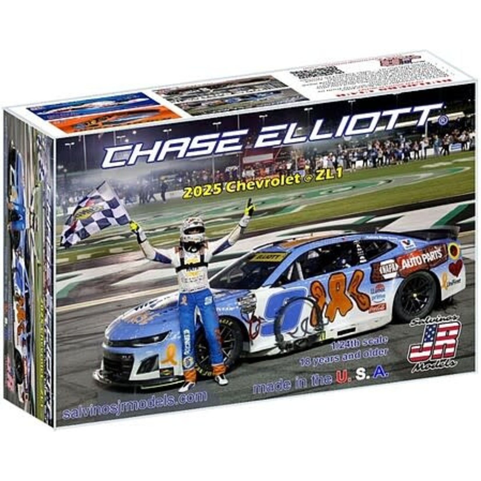 Salvinos 2025CEA 1/24 Chase Elliot 2025 NASCAR Chevrolet Camaro ZL1 Winner Race Car Atlanta
