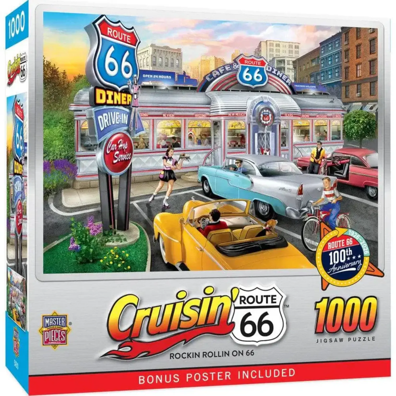 MasterPieces 72562 Cruisin Rt66 - Rollin Route 66 1000pc Puzzle