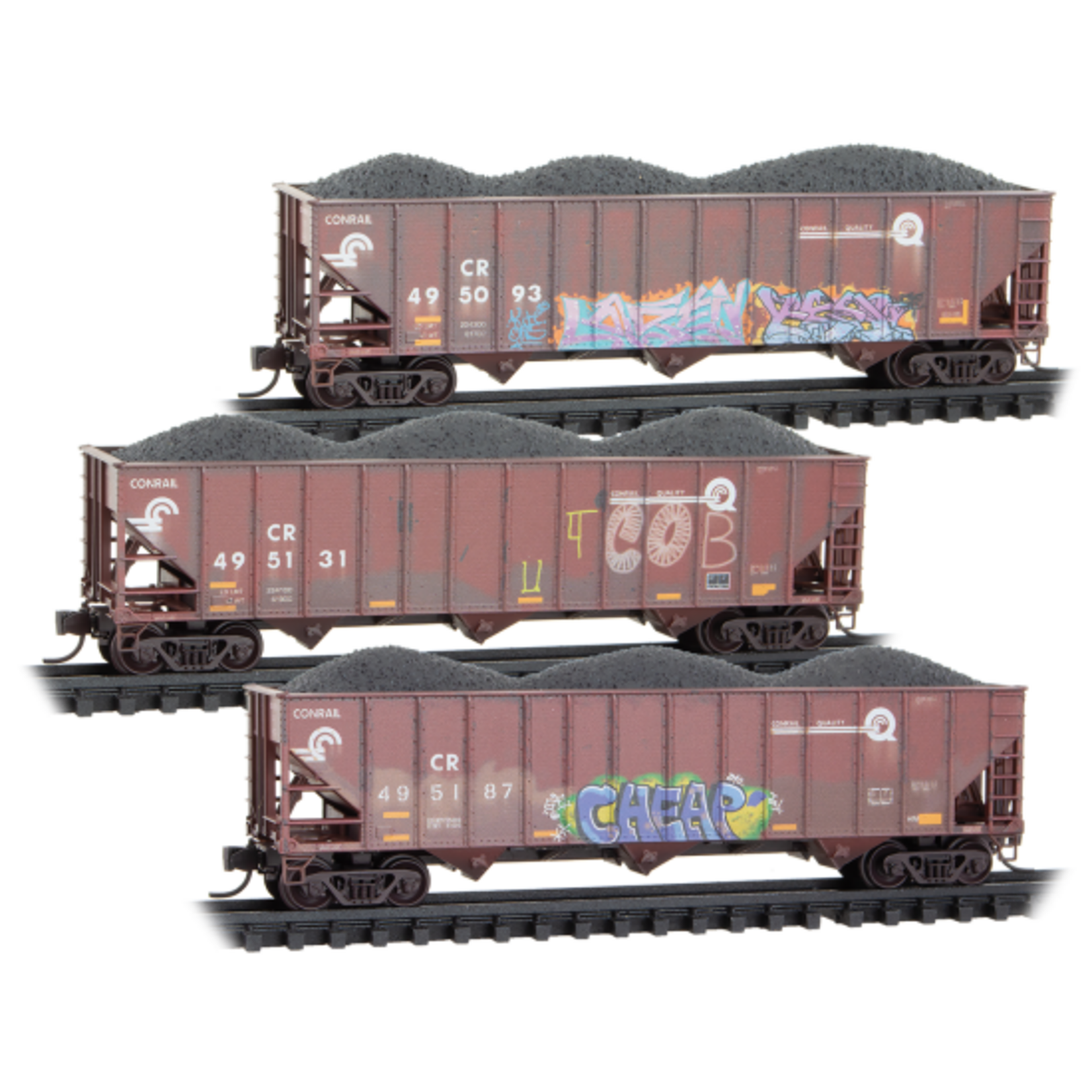 Micro Trains Line 98305103 N Conrail Weathered - 3 Pack