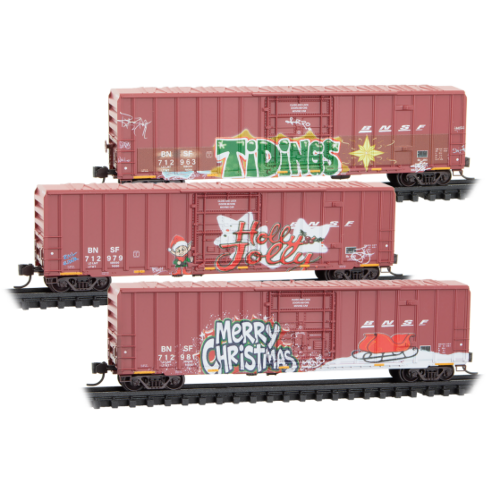 Micro Trains Line 98302289 N BNSF Christmas 3 Pack