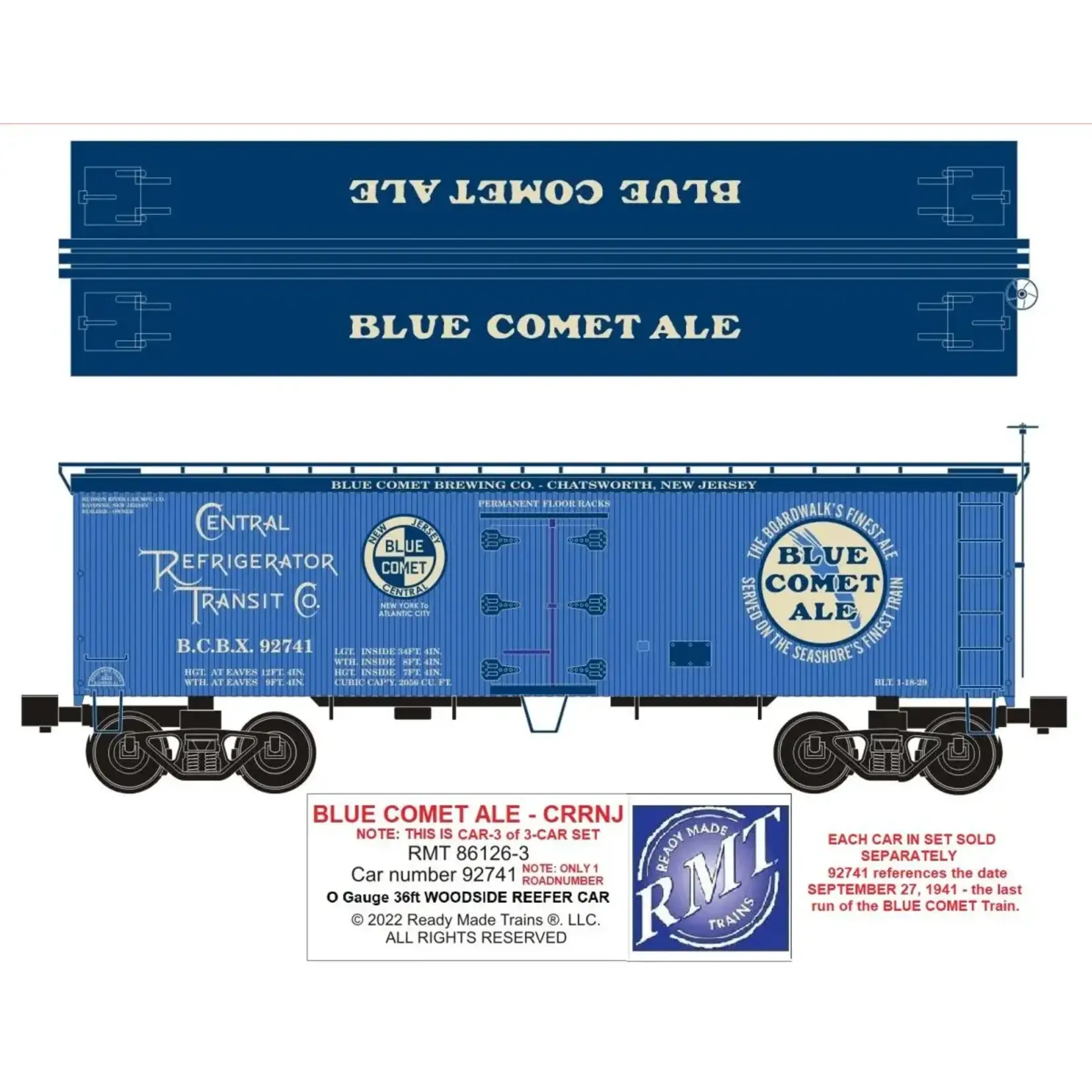 Ready Made Trains 861263 O Woodside Reefer Blue Comet
