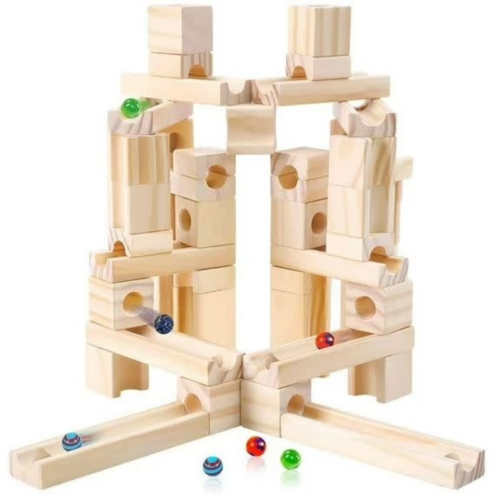 John Hansen Company 106412 Timbers 60pc Wood Block Marble Run