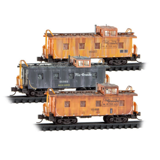 98302288 N D&RGW Weathered Caboose 3-PK