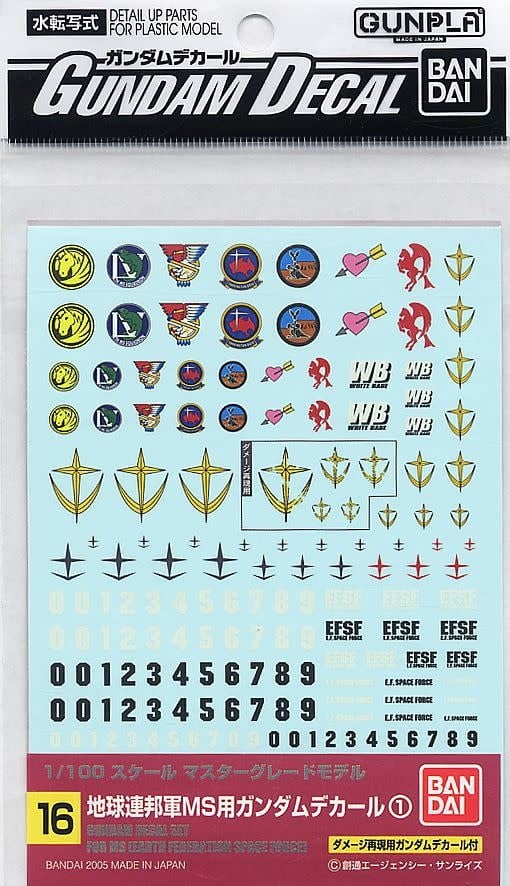 1134134 Gundam Decal GD16 1/100 MG EFSF Mobile Suit #1