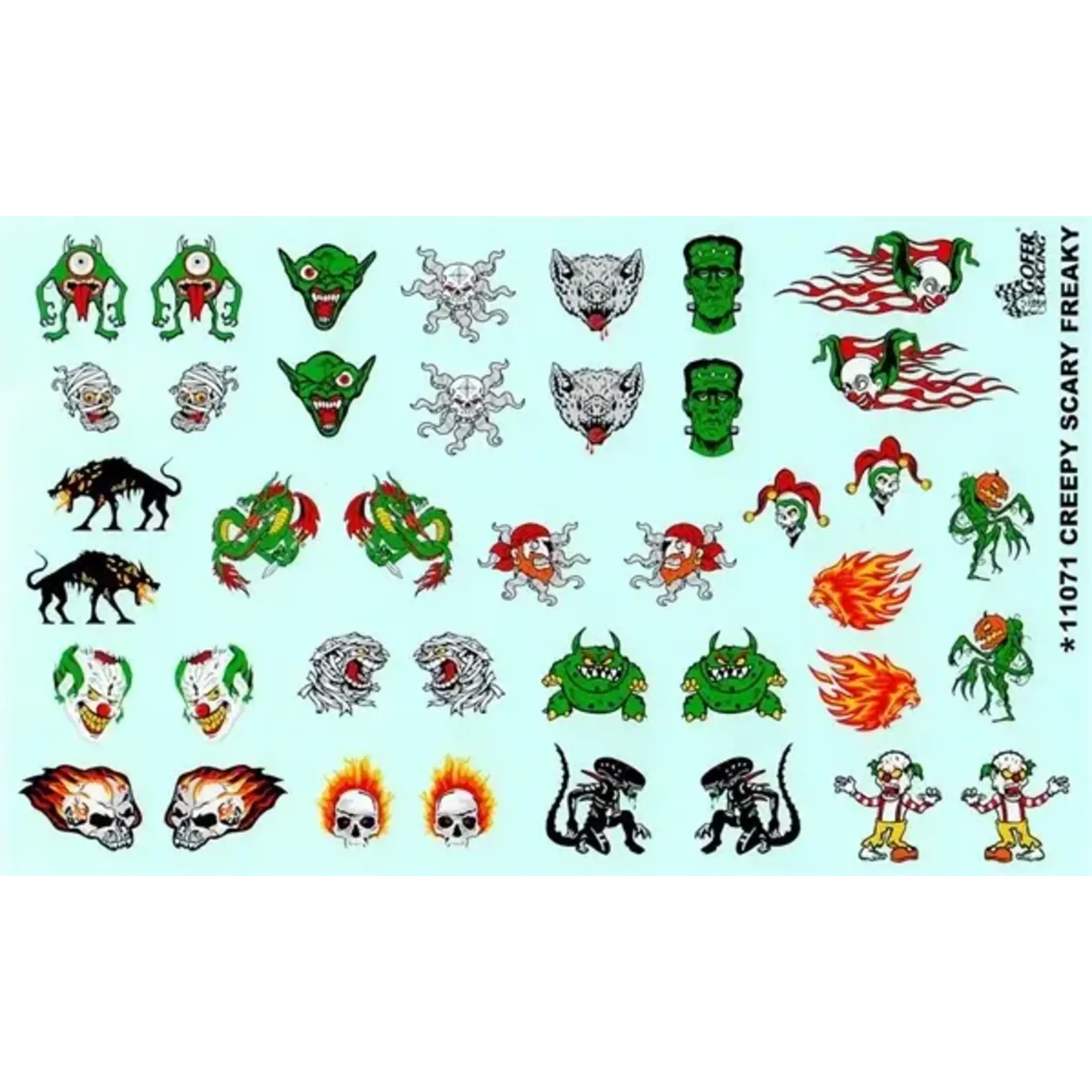 Gofer Racing 11071 Creepy Scary Freeky Heads/Figures Decals