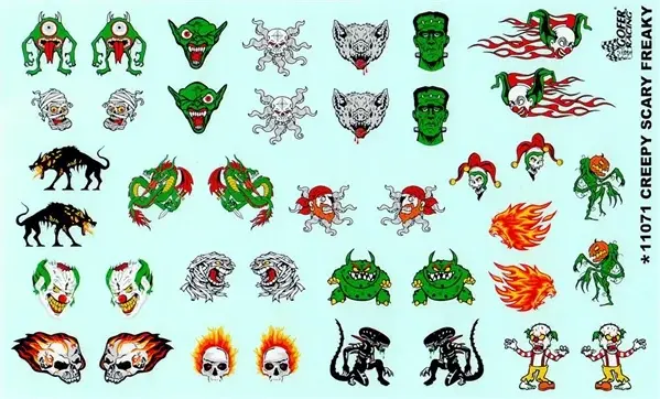 11071 Creepy Scary Freeky Heads/Figures Decals