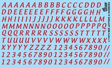 11074 Red Letter & Number Decals
