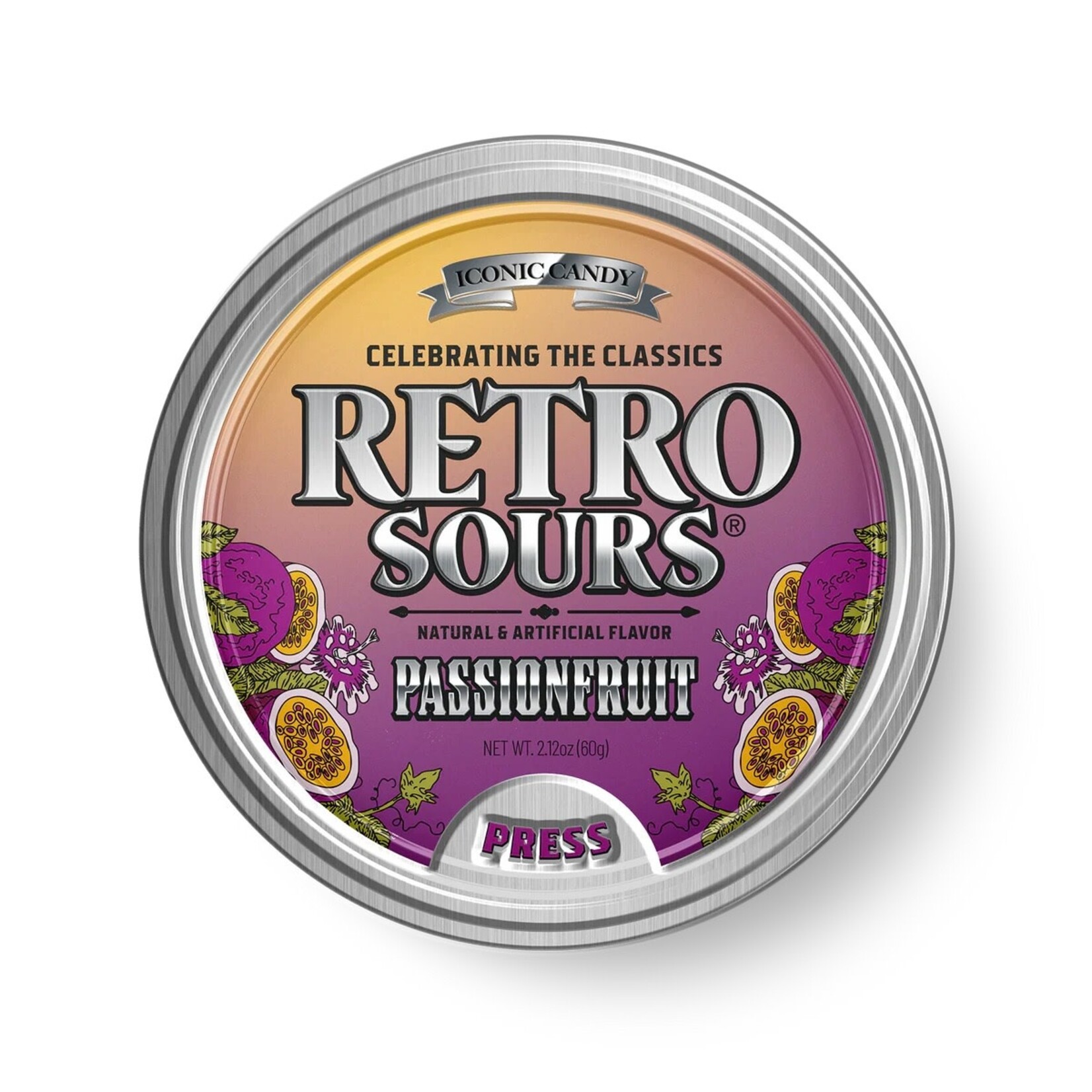 Retro Sours Passion Fruit Candy Tin 2.12oz
