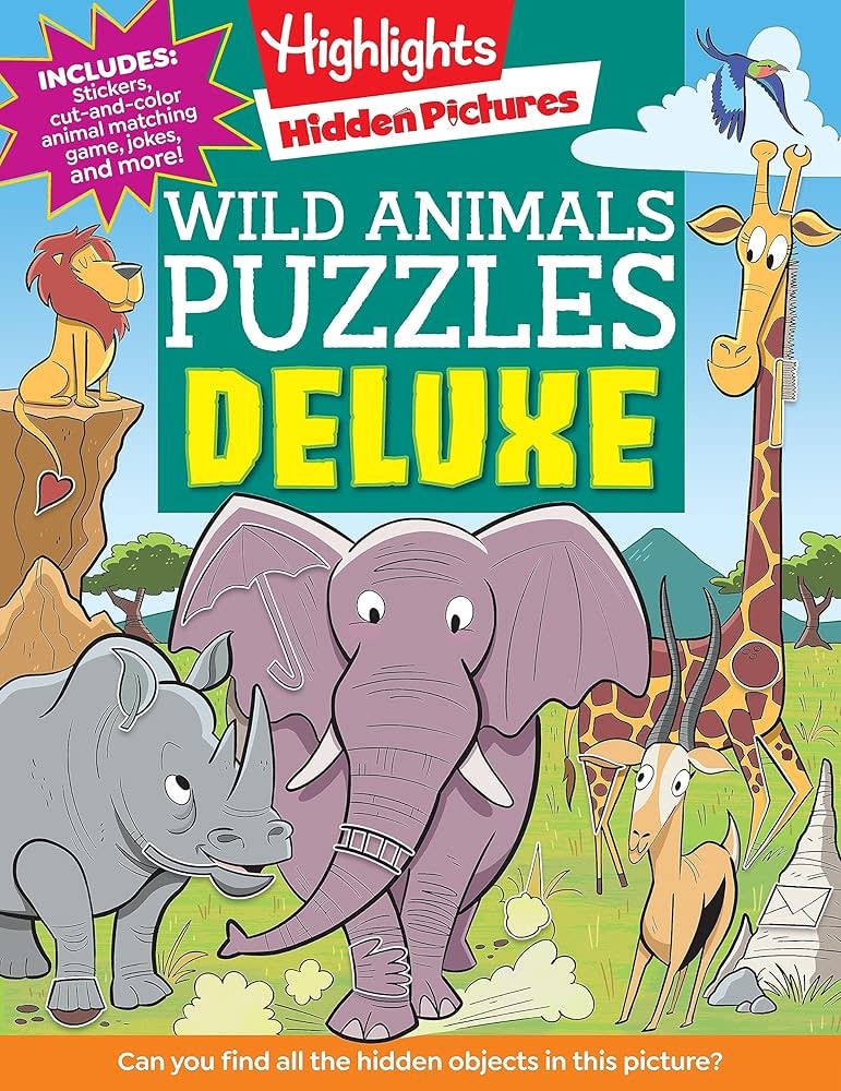 Highlights Wild Animals Puzzle Deluxe Book