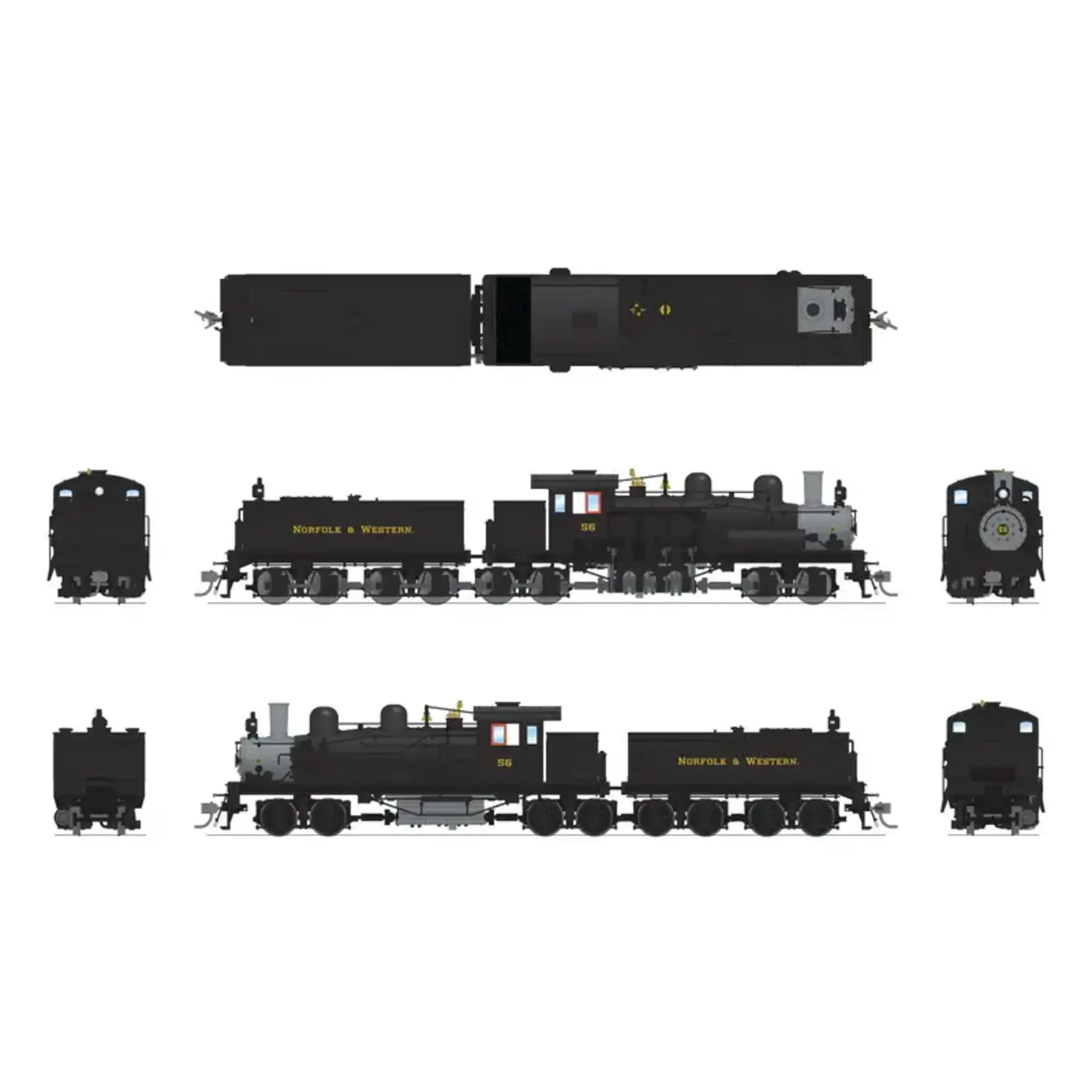 Broadway Limited 8256 HO Class D 4-Truck Shay N&W