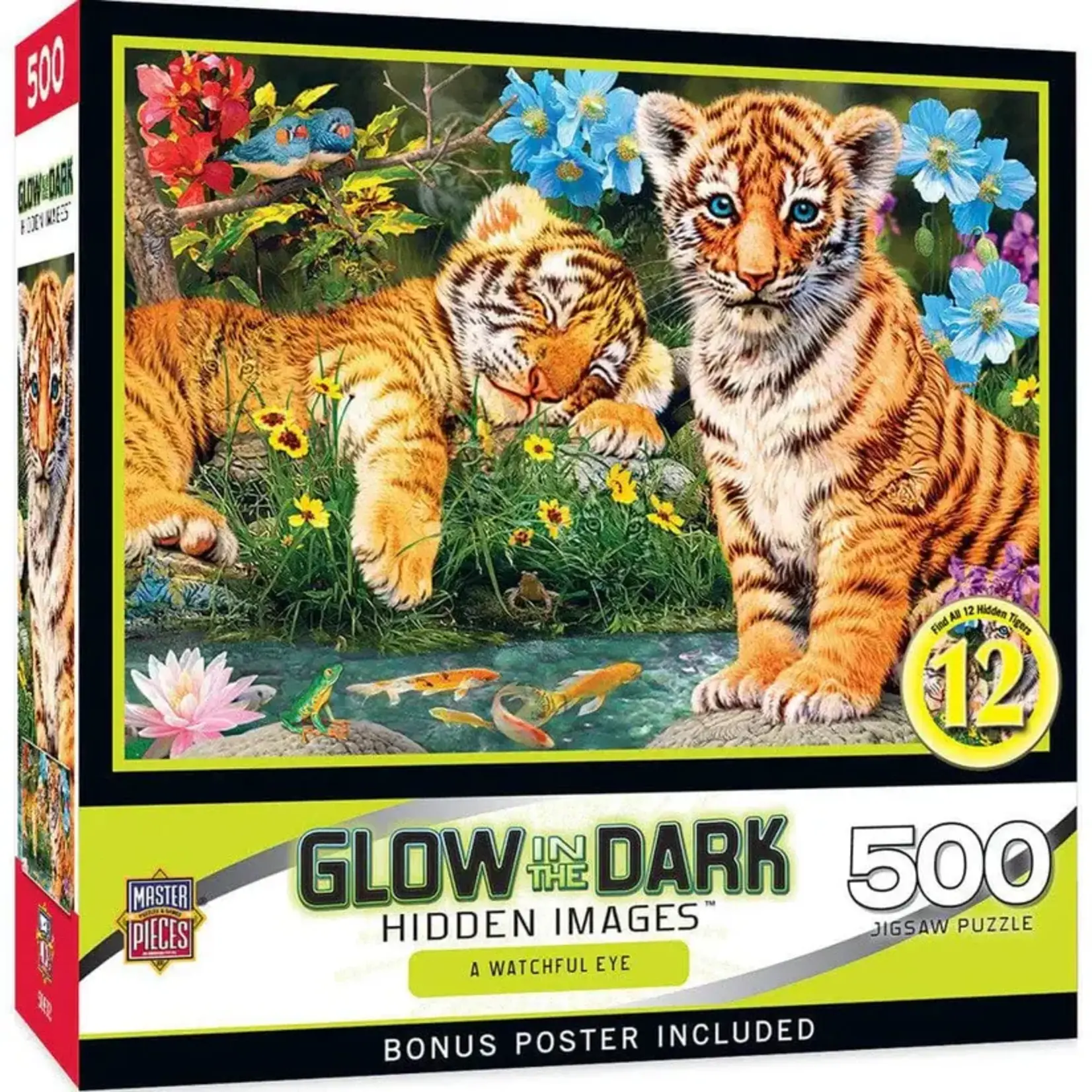 MasterPieces 31982 Hidden Images Glow In The Dark A Watchful Eye 500 Piece Puzzle