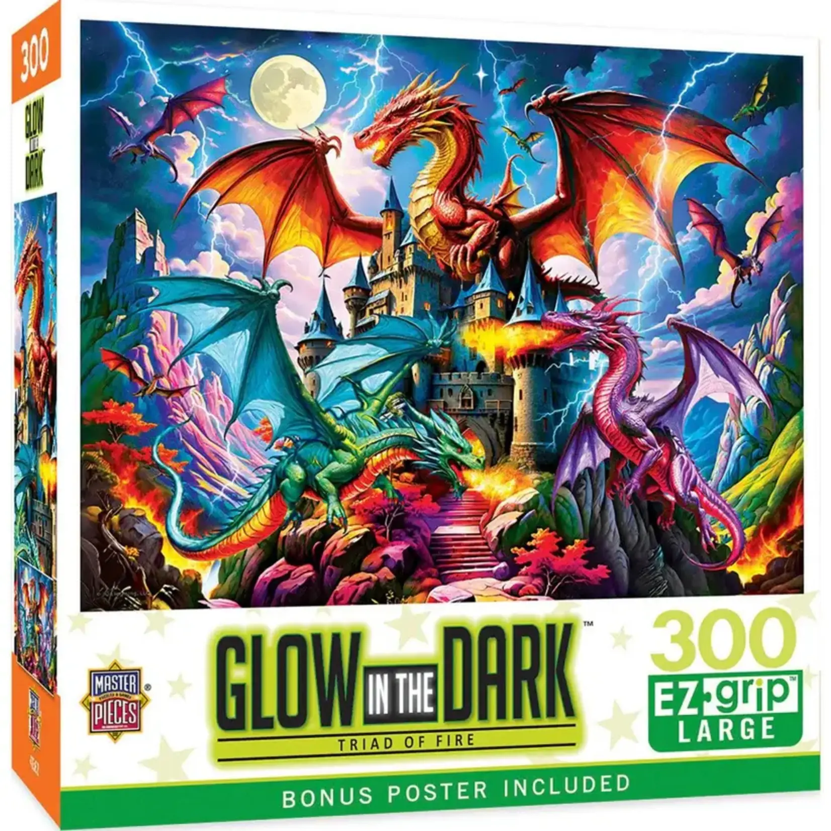 MasterPieces 32535 Glow in the Dark Triad of Fire 300 Piece EZ Grip Puzzle
