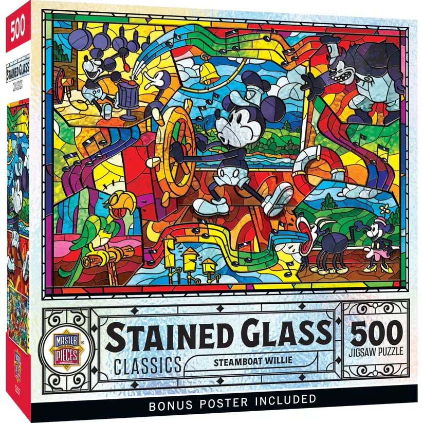 32538 Stained Glass Steamboat Willie 500 Piece Puzzle
