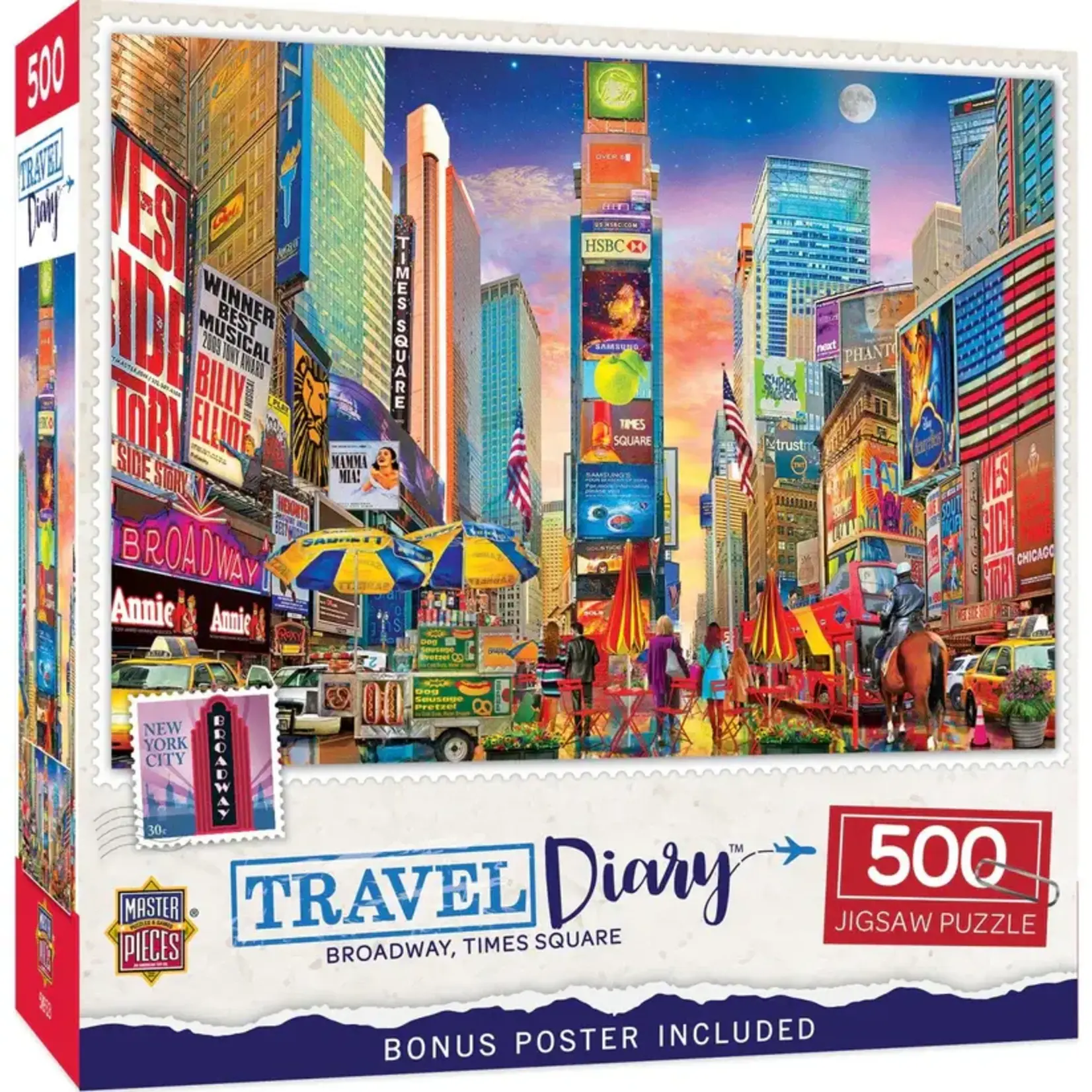 MasterPieces 32544 Travel Diary Broadway Times Square 500 Piece Puzzle
