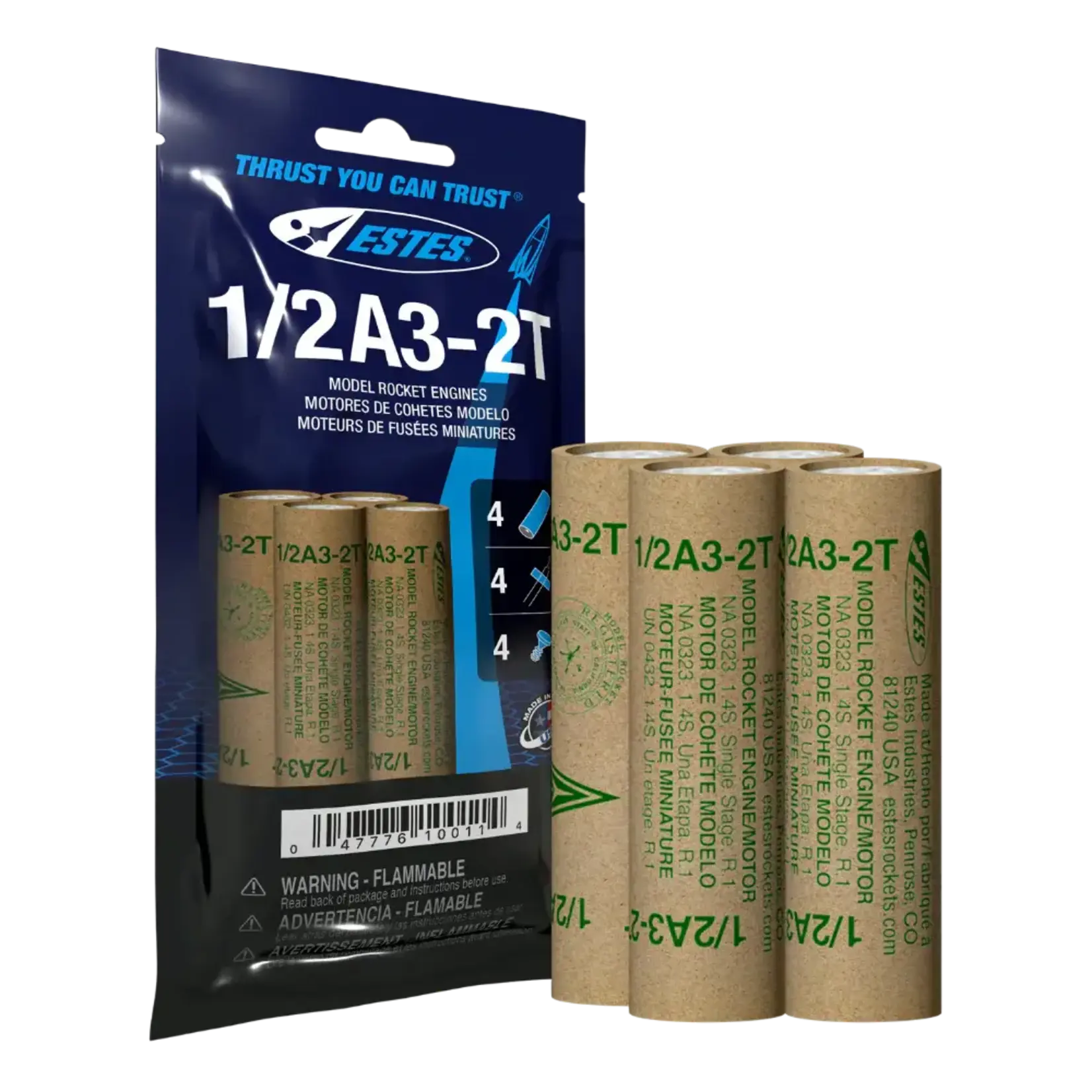 Estes 010011 1/2A3-2T Engines - 4 Pack