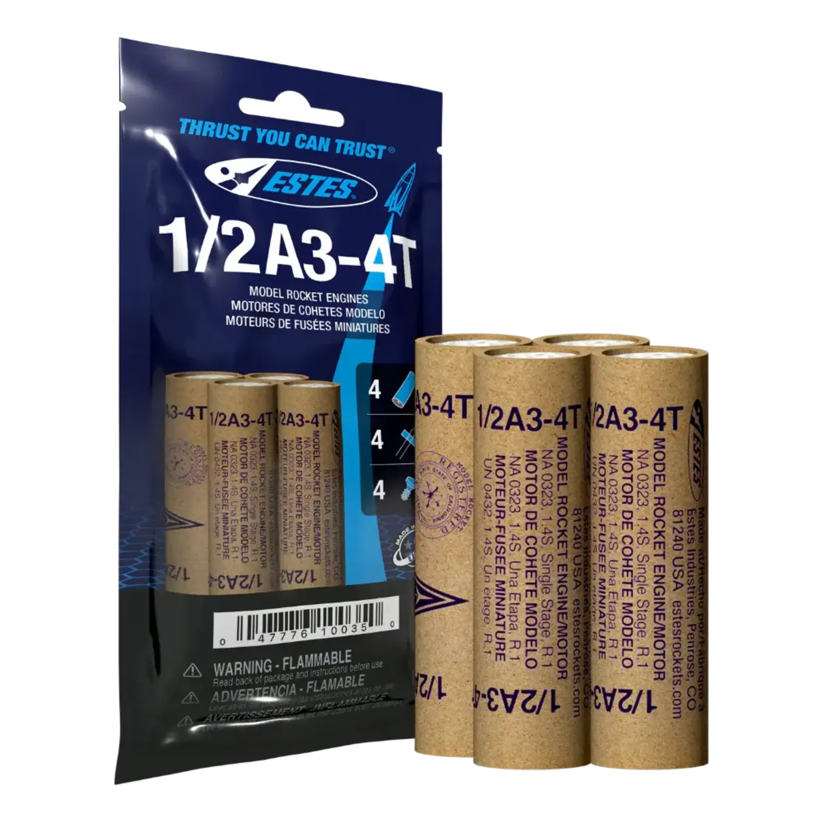 Estes 010035 1/2A3-4T Engines - 4 Pack