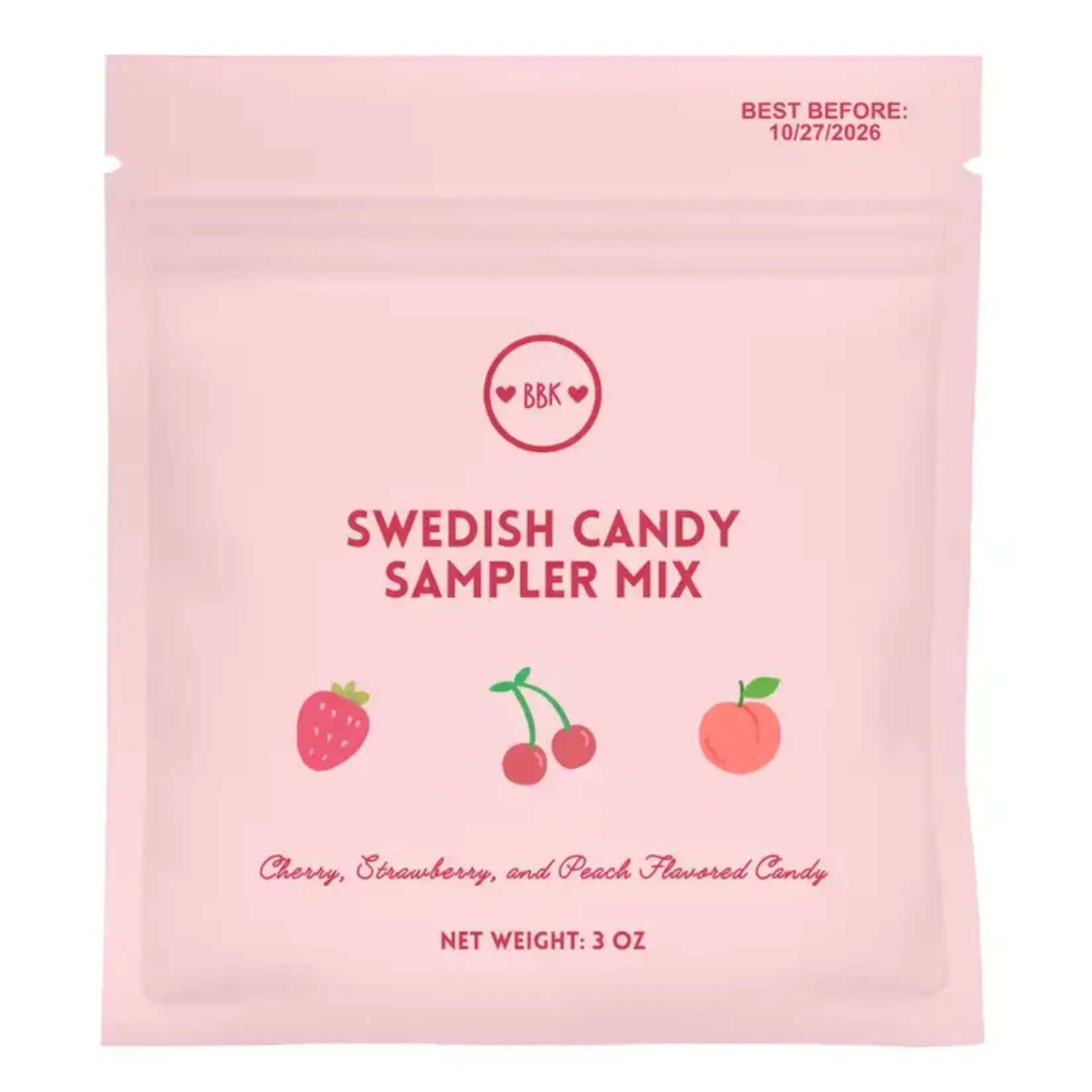 Boca Bear Kids Swedish Candy Strawberry, Cherry, Peach Mix - 3oz