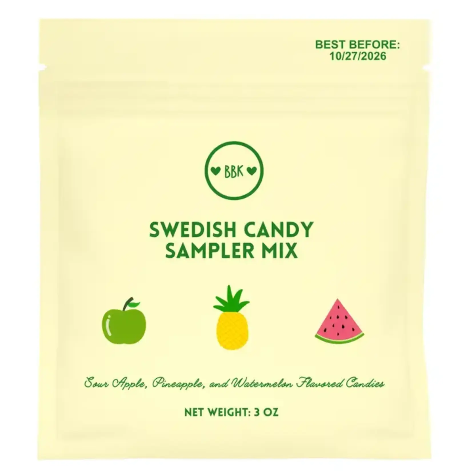 Boca Bear Kids Swedish Candy Apple, Pineapple, Watermelon Mix - 3oz