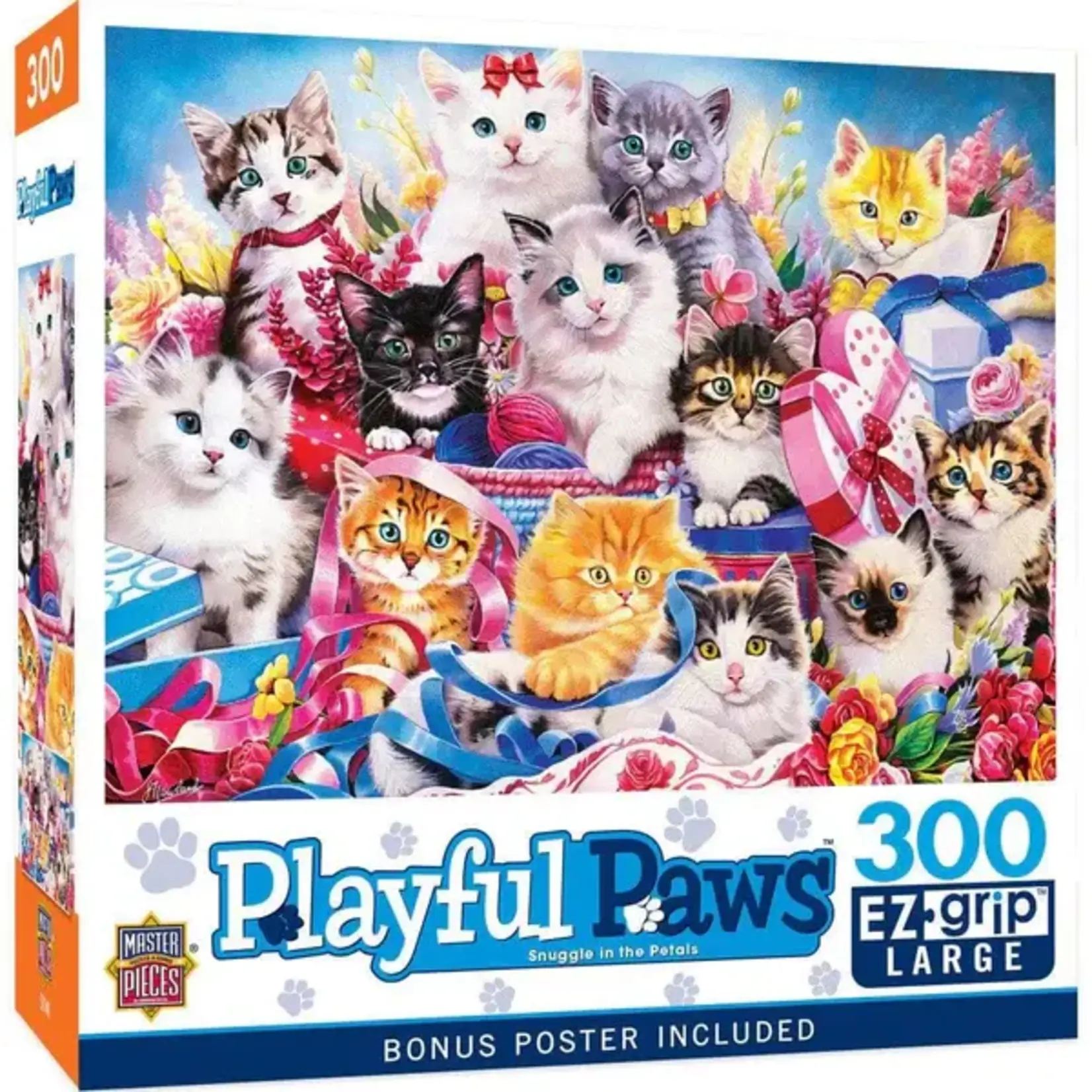MasterPieces 32633 Playful Paws Snuggle in the Petals 300 Piece EZ Grip Puzzle