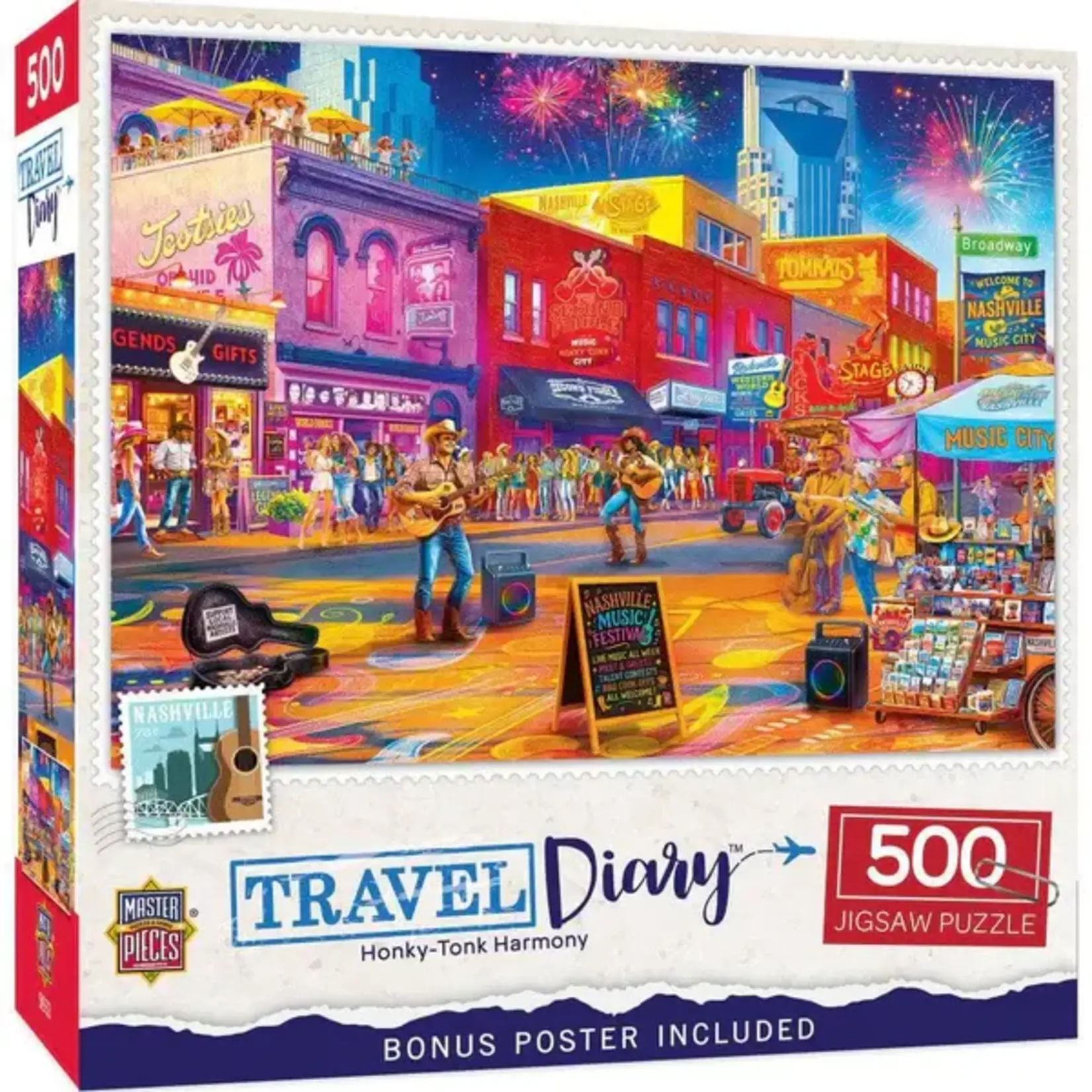 MasterPieces 32635 Travel Diary Honky-Tonk Harmony 500 Piece Puzzle