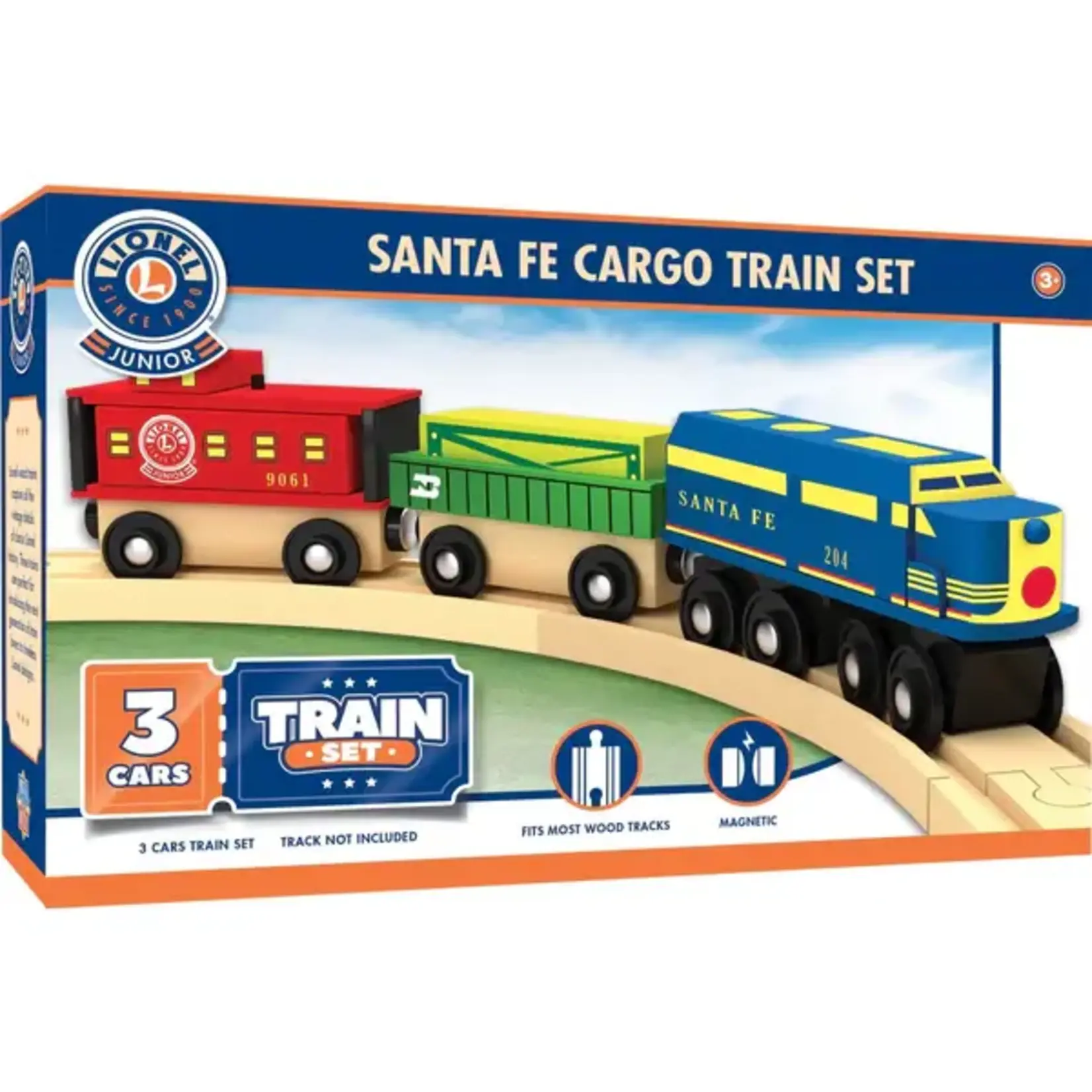 MasterPieces 42018 Lionel Santa Fe Cargo 3pc Wood Toy Train Set