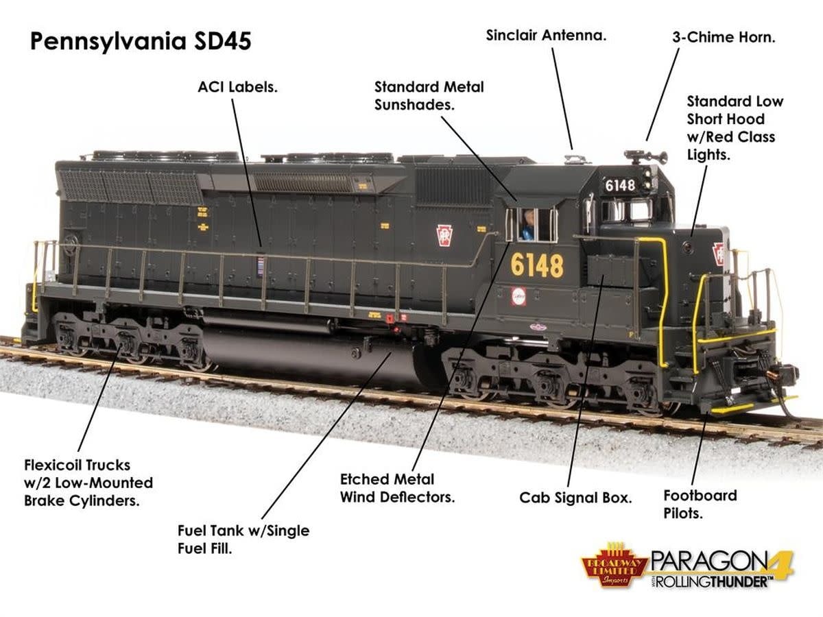 4289 HO P4 SD45 Diesel PRR #6148 Grn DC DCC