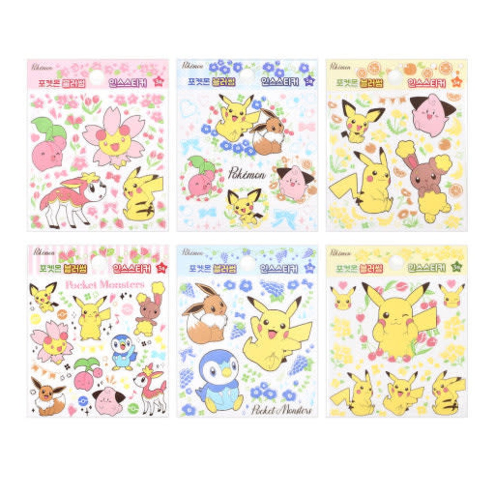 K-Wonderland Pokemon Blossom Inst Sticker Set - 3 Sheets Assorted