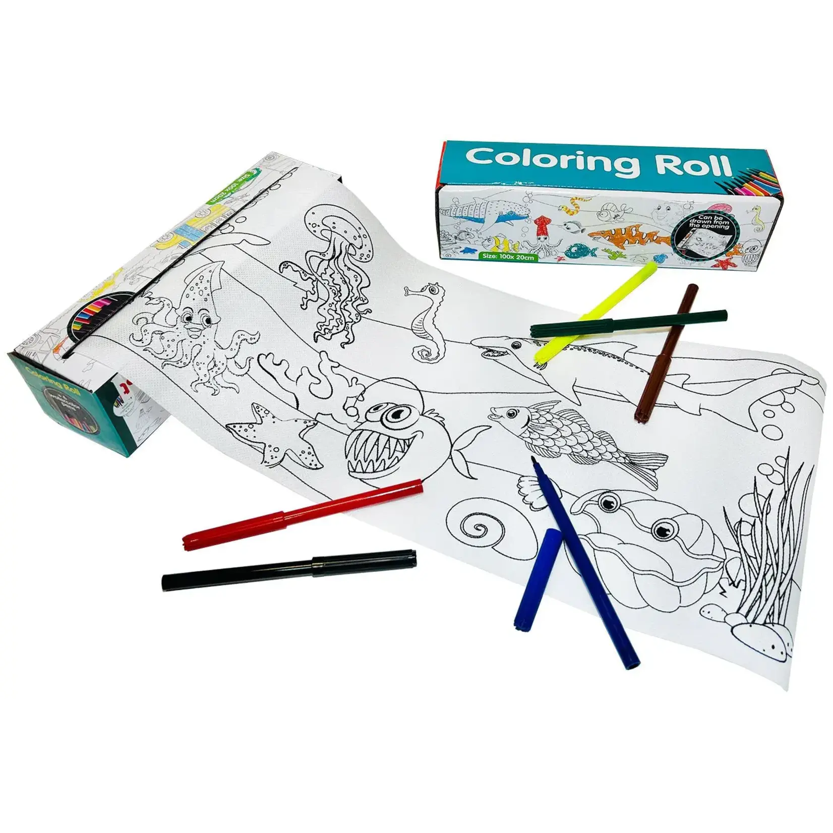 Streamline Imagined Coloring Roll Underwater World Small With 6pcs Markers